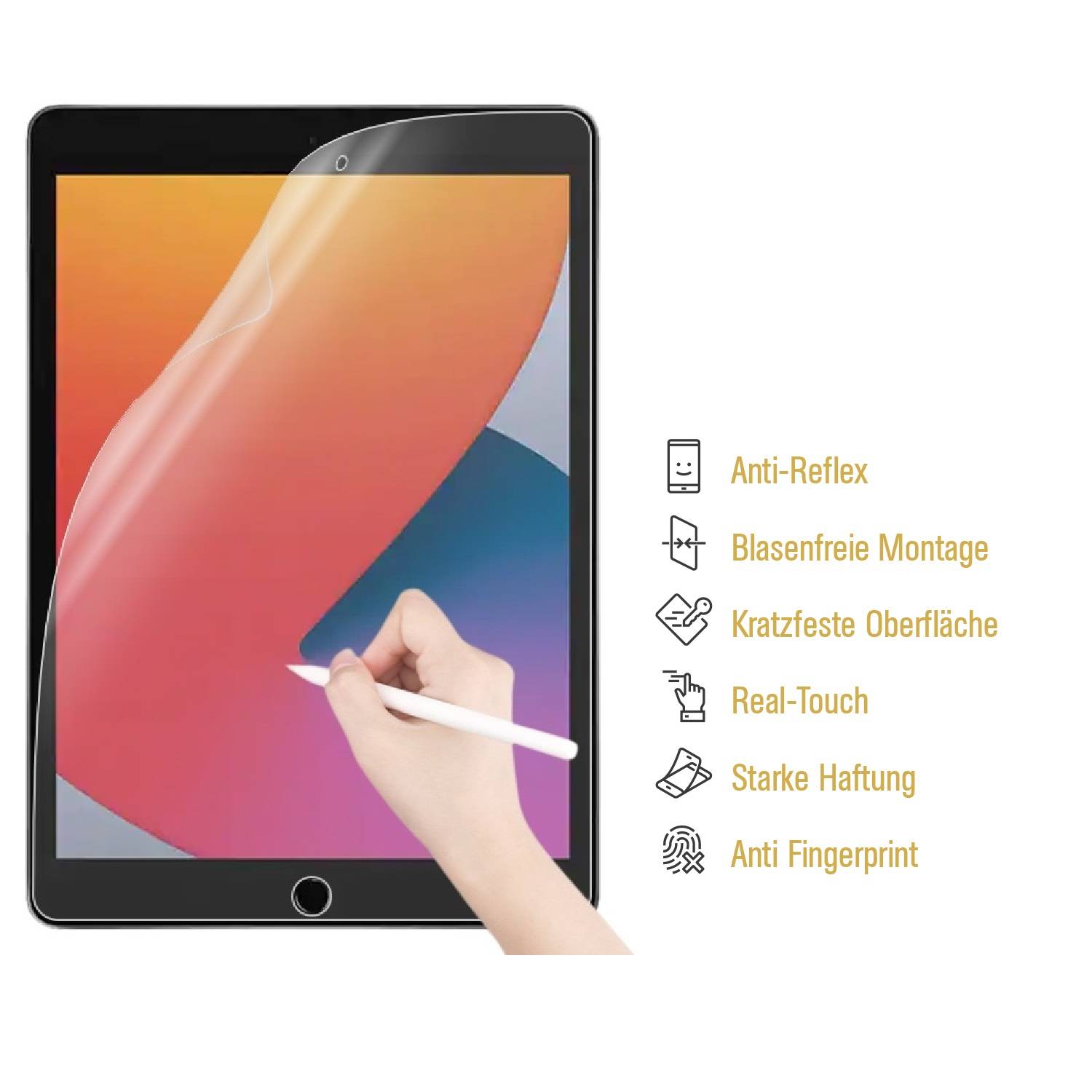 5x Paperfeel für iPad 10.2 7/ 8/ 9 Gen.Displayschutz Schreiben Malen Skizzieren matt Anti-Reflex entspiegelt Screen-Protector