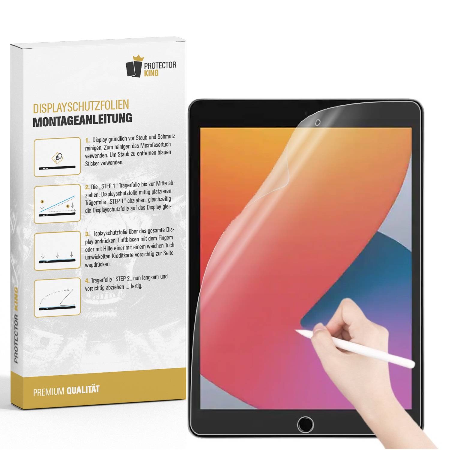 2x Paperfeel für iPad 10.2 7/ 8/ 9 Gen.Displayschutz Schreiben Malen Skizzieren matt Anti-Reflex entspiegelt Screen-Protector