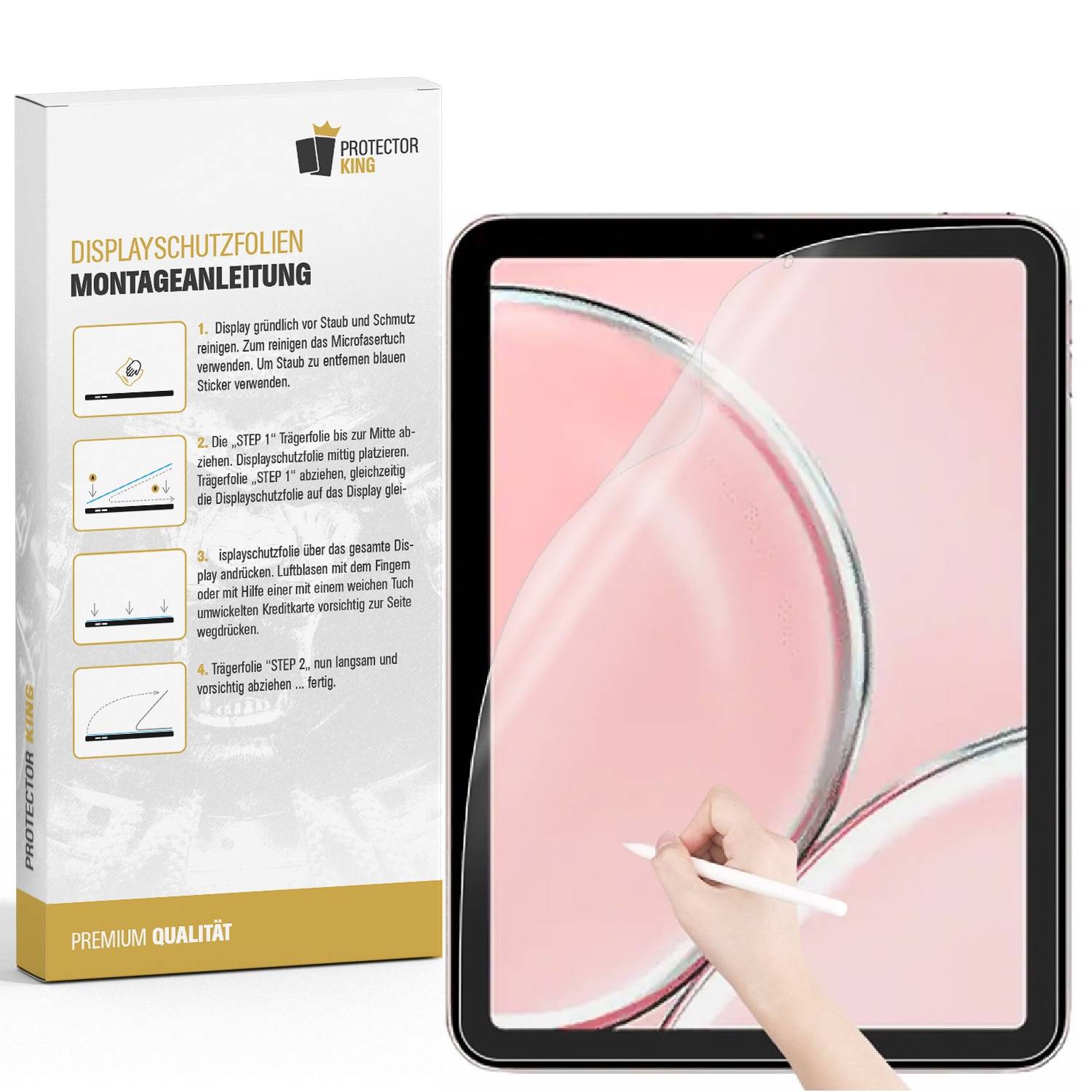 4x Paperfeel für iPad Mini 6 Displayschutz Schreiben Malen Skizzieren matt Anti-Reflex entspiegelt Screen-Protector