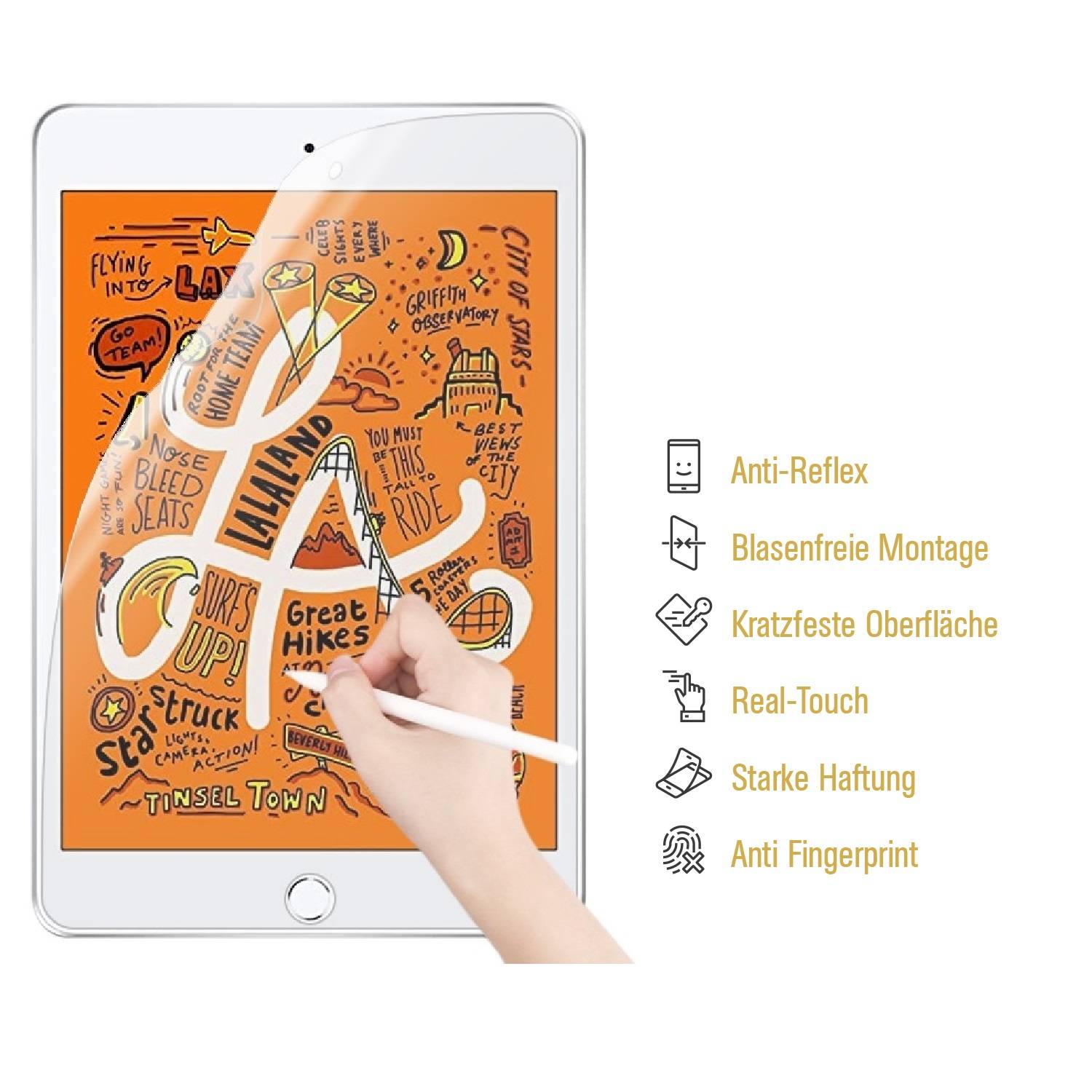 6x Paperfeel für iPad Mini 1 Displayschutz Schreiben Malen Skizzieren matt Anti-Reflex entspiegelt Screen-Protector
