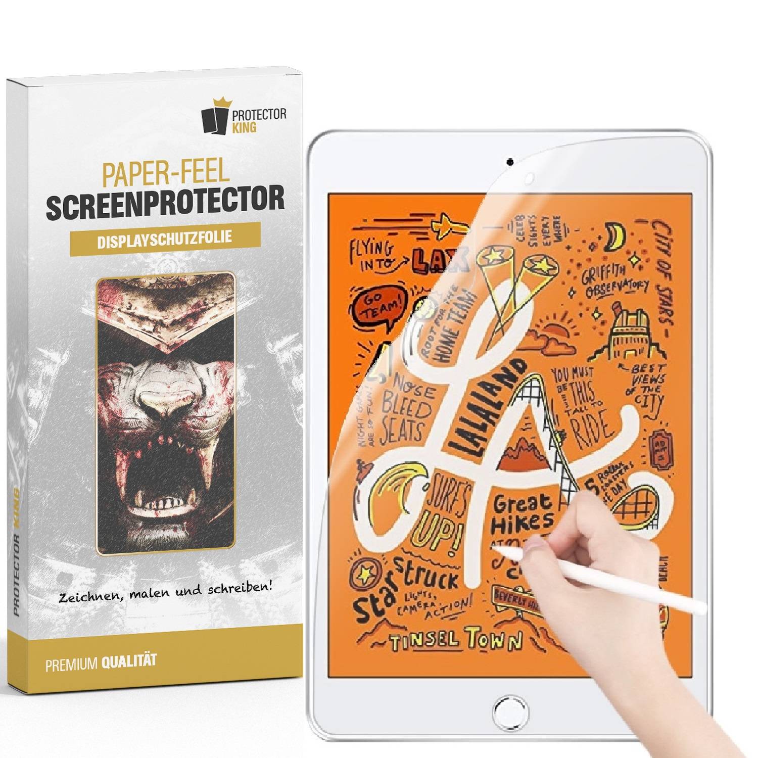 5x Paperfeel für iPad Mini 1 Displayschutz Schreiben Malen Skizzieren matt Anti-Reflex entspiegelt Screen-Protector