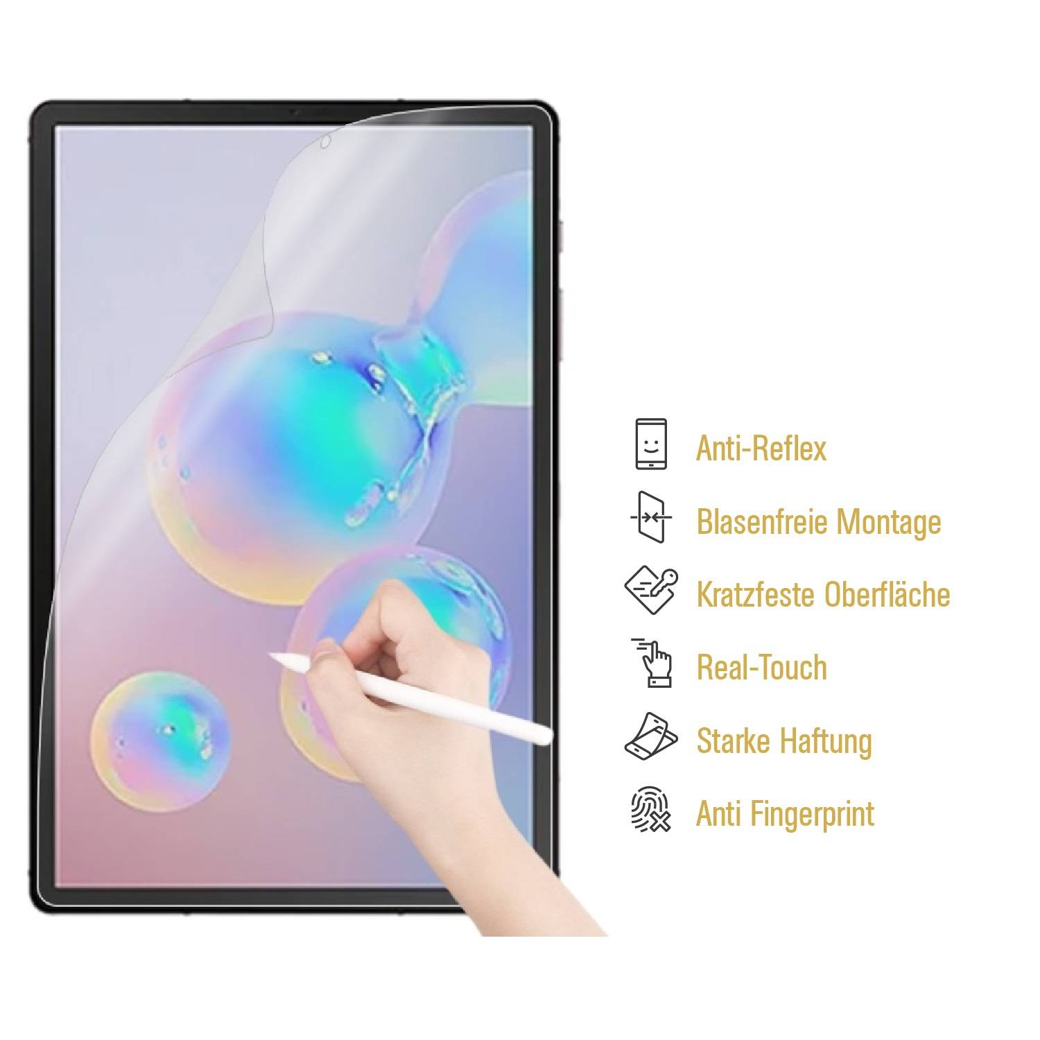 3x Paperfeel für Samsung Galaxy Tab S6 Displayschutz Schreiben Malen Skizzieren ANTI-REFLEX MATT ENTSPIEGELT