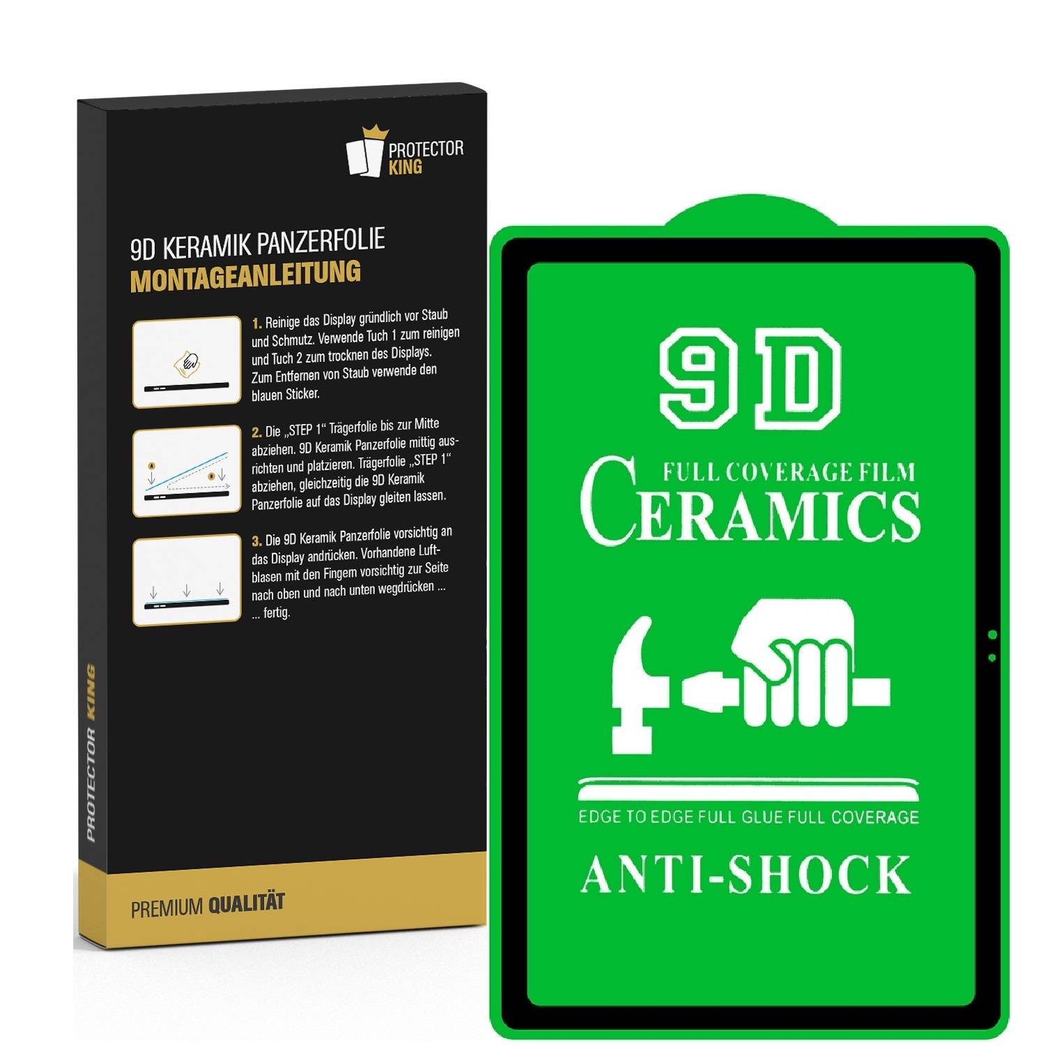 1x 9D Keramik-Glass für Samsung Galaxy Tab A7 10.4 FULL COVER 3D KLAR Panzerfolie Displayschutz Schutzfolie Ceramic Screen-Protector