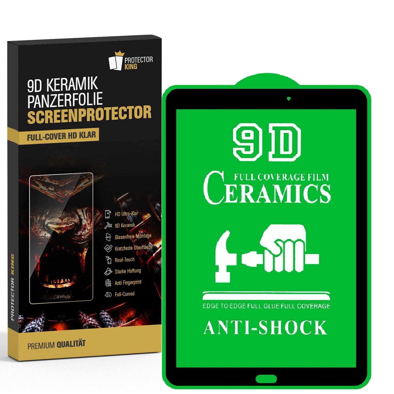 2x 9D Keramik-Glass für Samsung Galaxy Tab E 9.6 FULL COVER 3D KLAR Panzerfolie Displayschutz Schutzfolie Ceramic Screen-Protector