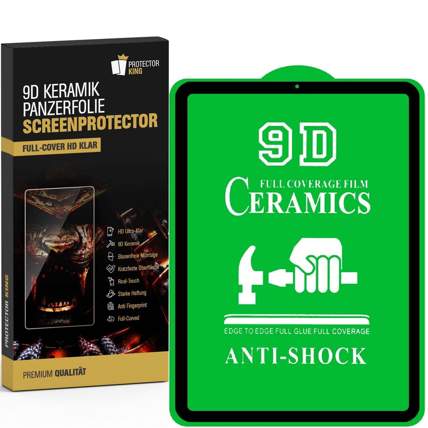 1x 9D Keramik-Glass für iPad Pro 11 10.9 2018 2020 2021 2022 FULL COVER 3D KLAR Panzerfolie Displayschutz Schutzfolie Ceramic Screen-Protector