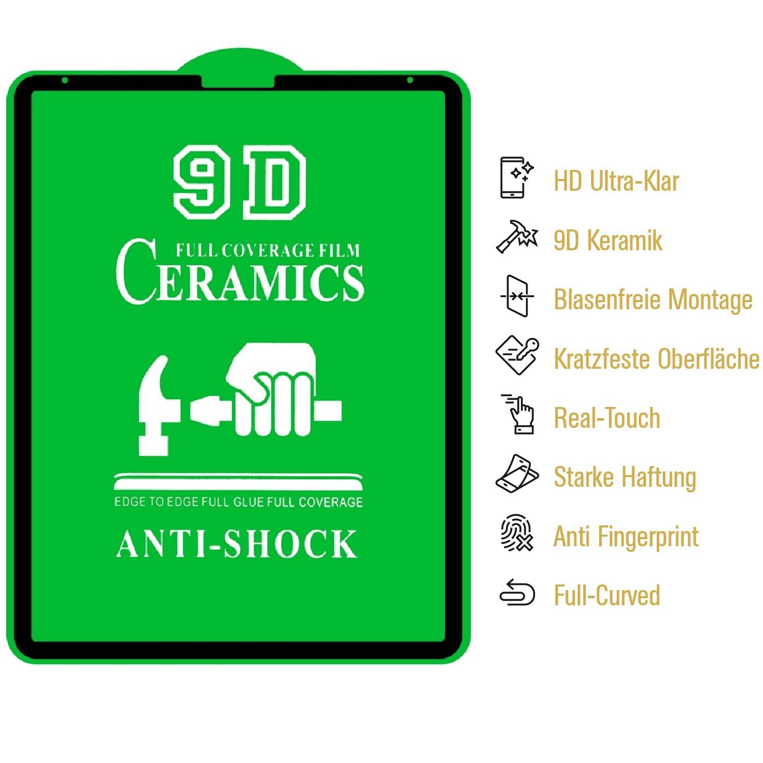 2x Panzerfolie für iPad Pro12.9 2018 2020 2021 2022 Displayschutz Schutzfolie Displayfolie ANTI-SHOK ANTI-BRUCH ANTI-STOß ANTI-KRATZ