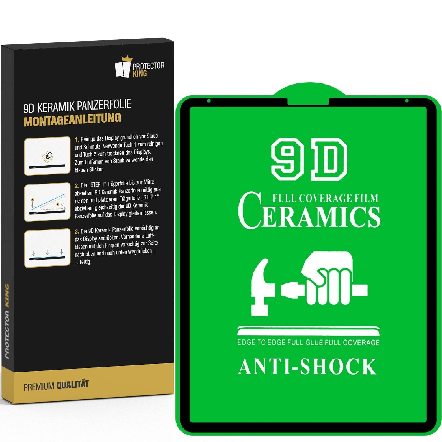 2x Panzerfolie für iPad Pro12.9 2018 2020 2021 2022 Displayschutz Schutzfolie Displayfolie ANTI-SHOK ANTI-BRUCH ANTI-STOß ANTI-KRATZ