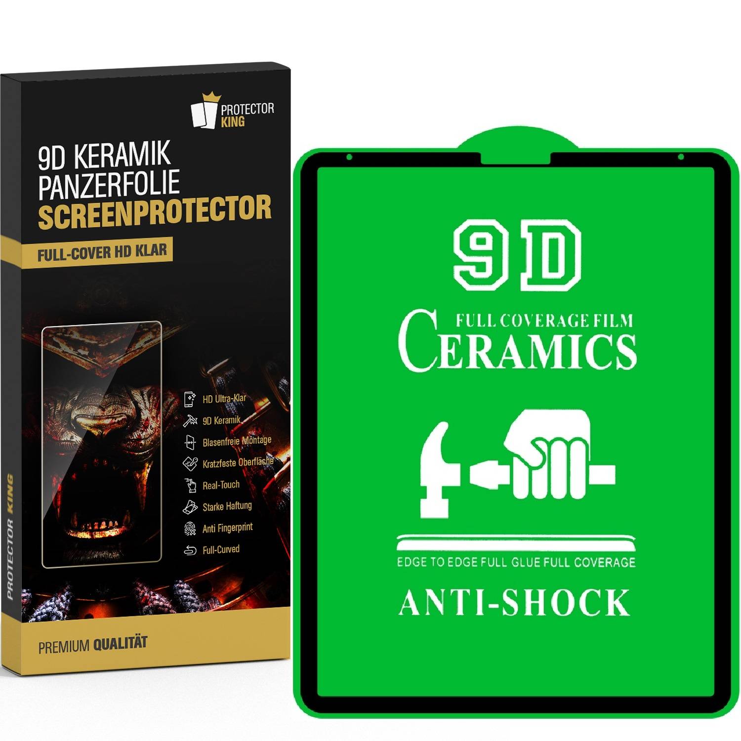 4x Panzerfolie für iPad Pro12.9 2018 2020 2021 2022 Displayschutz Schutzfolie Displayfolie ANTI-SHOK ANTI-BRUCH ANTI-STOß ANTI-KRATZ