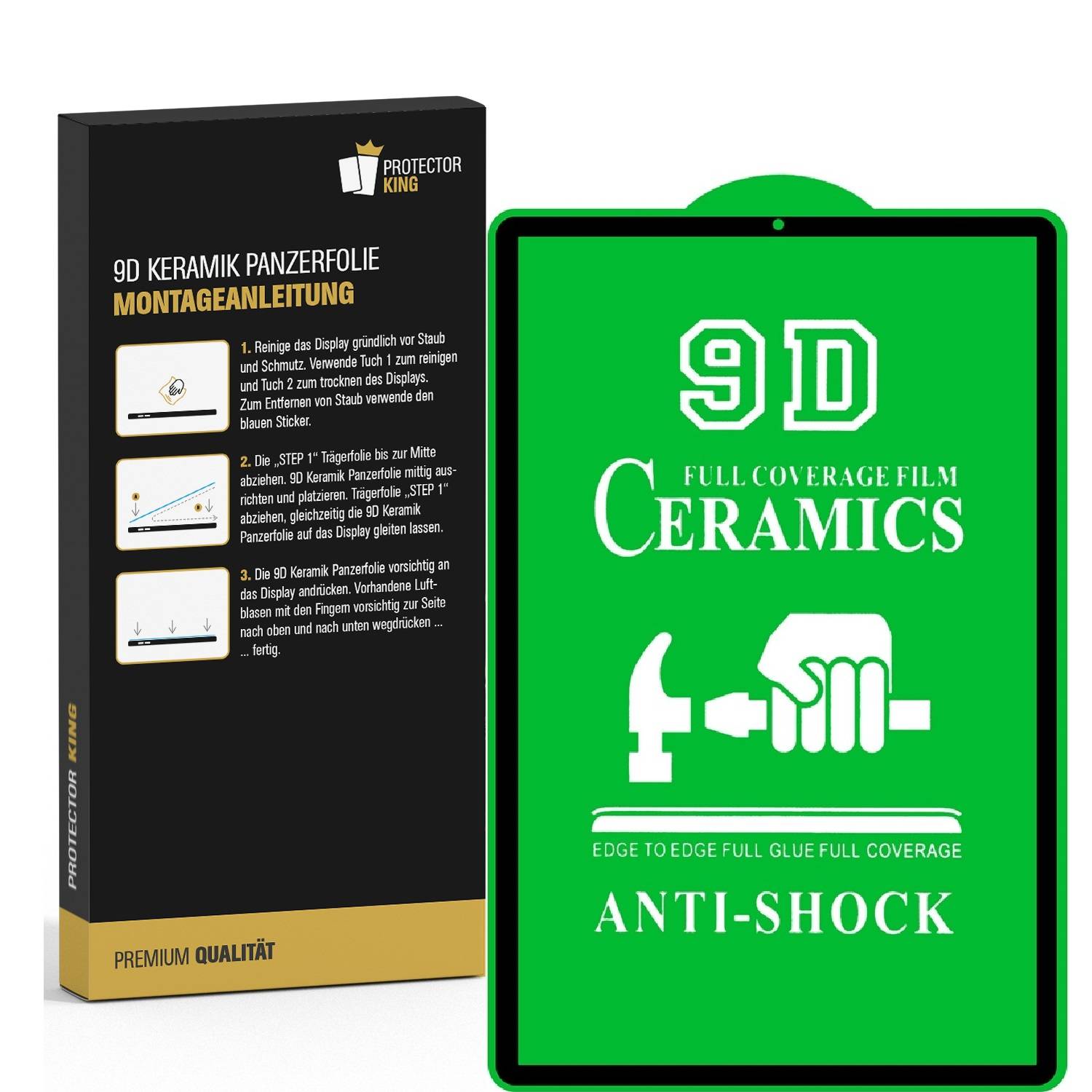 3x 9D Keramik-Glass für Samsung Galaxy Tab S6 FULL COVER 3D KLAR Panzerfolie Displayschutz Schutzfolie Ceramic Screen-Protector