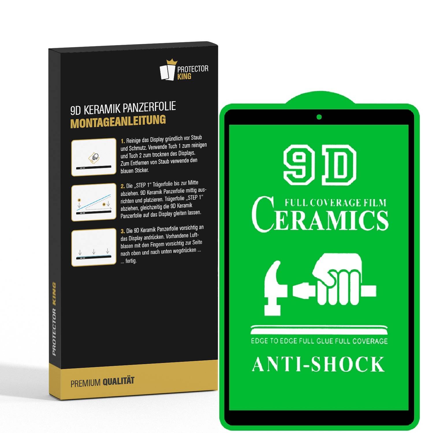 3x 9D Keramik-Glass für Samsung Galaxy Tab A 10.1 FULL COVER 3D KLAR Panzerfolie Displayschutz Schutzfolie Ceramic Screen-Protector