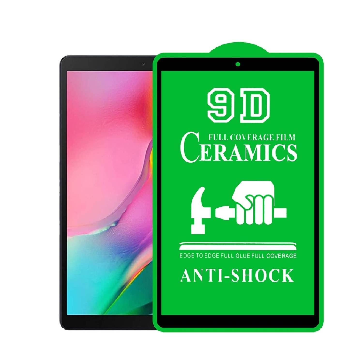 3x 9D Keramik-Glass für Samsung Galaxy Tab A 10.1 FULL COVER 3D KLAR Panzerfolie Displayschutz Schutzfolie Ceramic Screen-Protector