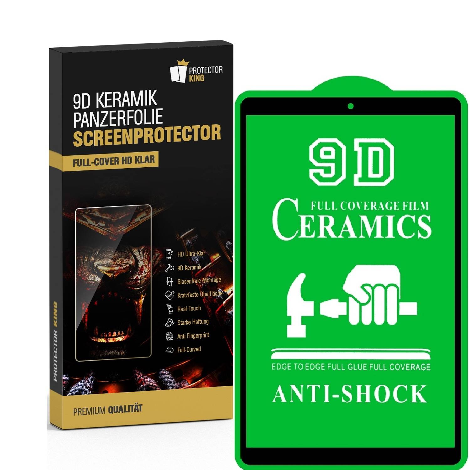 3x 9D Keramik-Glass für Samsung Galaxy Tab A 10.1 FULL COVER 3D KLAR Panzerfolie Displayschutz Schutzfolie Ceramic Screen-Protector