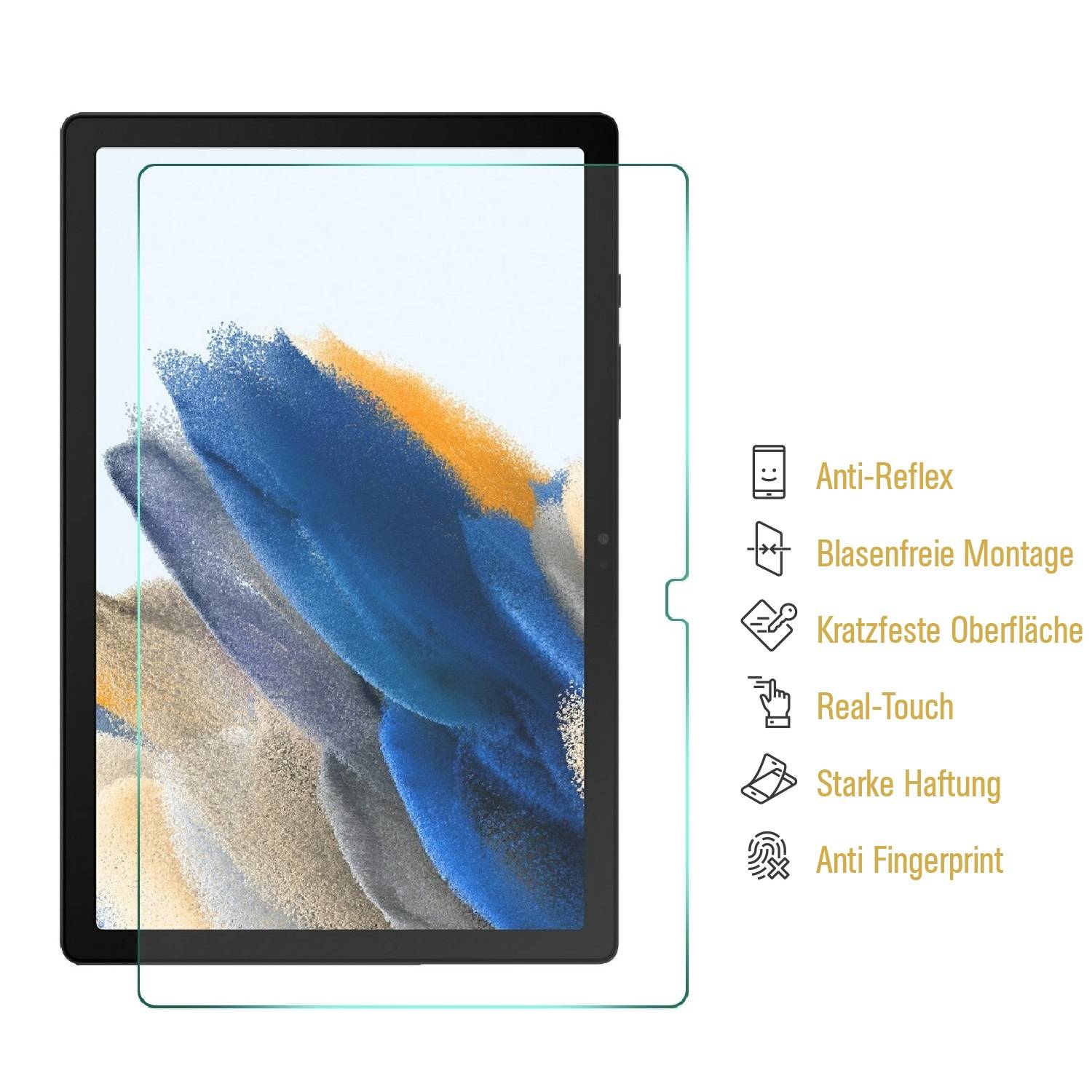 2x Panzerfolie für Samsung Galaxy Tab A8 10.5 2021 ANTI-SHOCK Displayschutz MATT Schutzfolie Displayfolie ENTSCHPIEGELT ANTI-REFLEX
