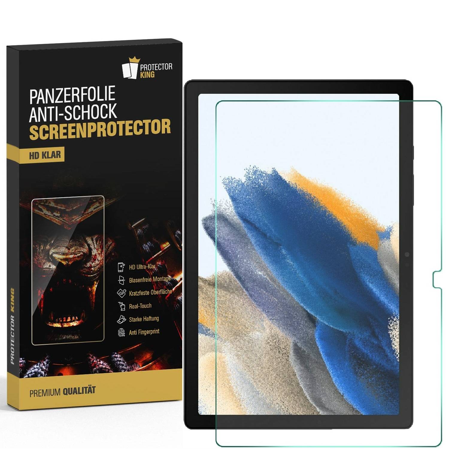 3x Panzerfolie für Samsung Galaxy Tab A8 10.5 2021 Displayschutz ANTI-SHOCK PET HD KLAR Schutzfolie Kunststoff