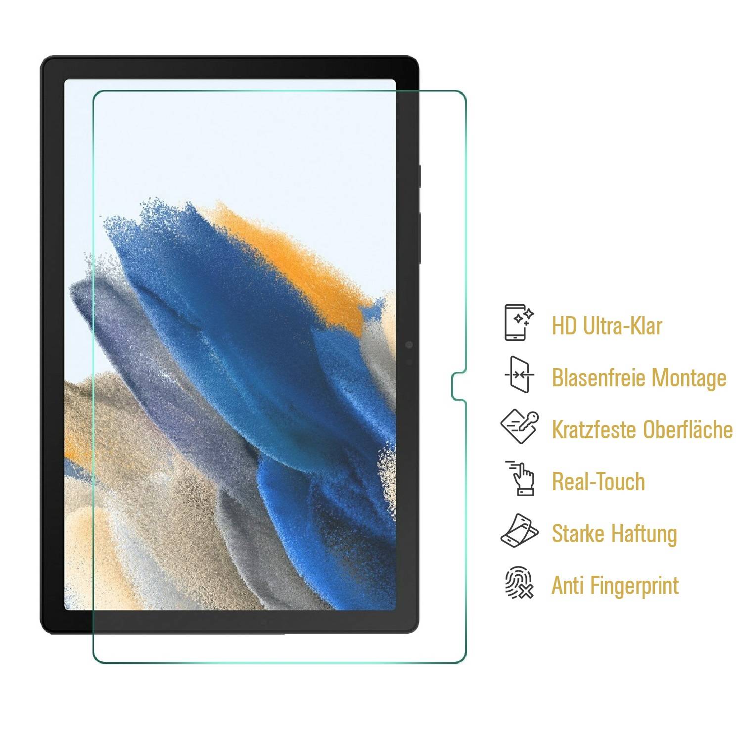 2x Panzerfolie für Samsung Galaxy Tab A8 10.5 2021 Displayschutz ANTI-SHOCK PET HD KLAR Schutzfolie Kunststoff