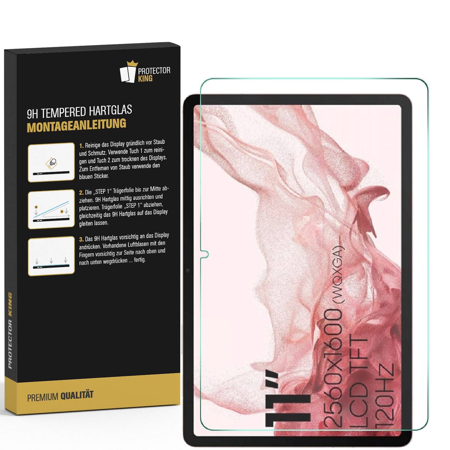 3x Echtes Tempered 9H Panzerhartglas für Samsung Galaxy Tab S9 3D KLAR Displayschutz Panzerglas Panzerglasfolie Schutzglas Panzerfolie Schutzfolie