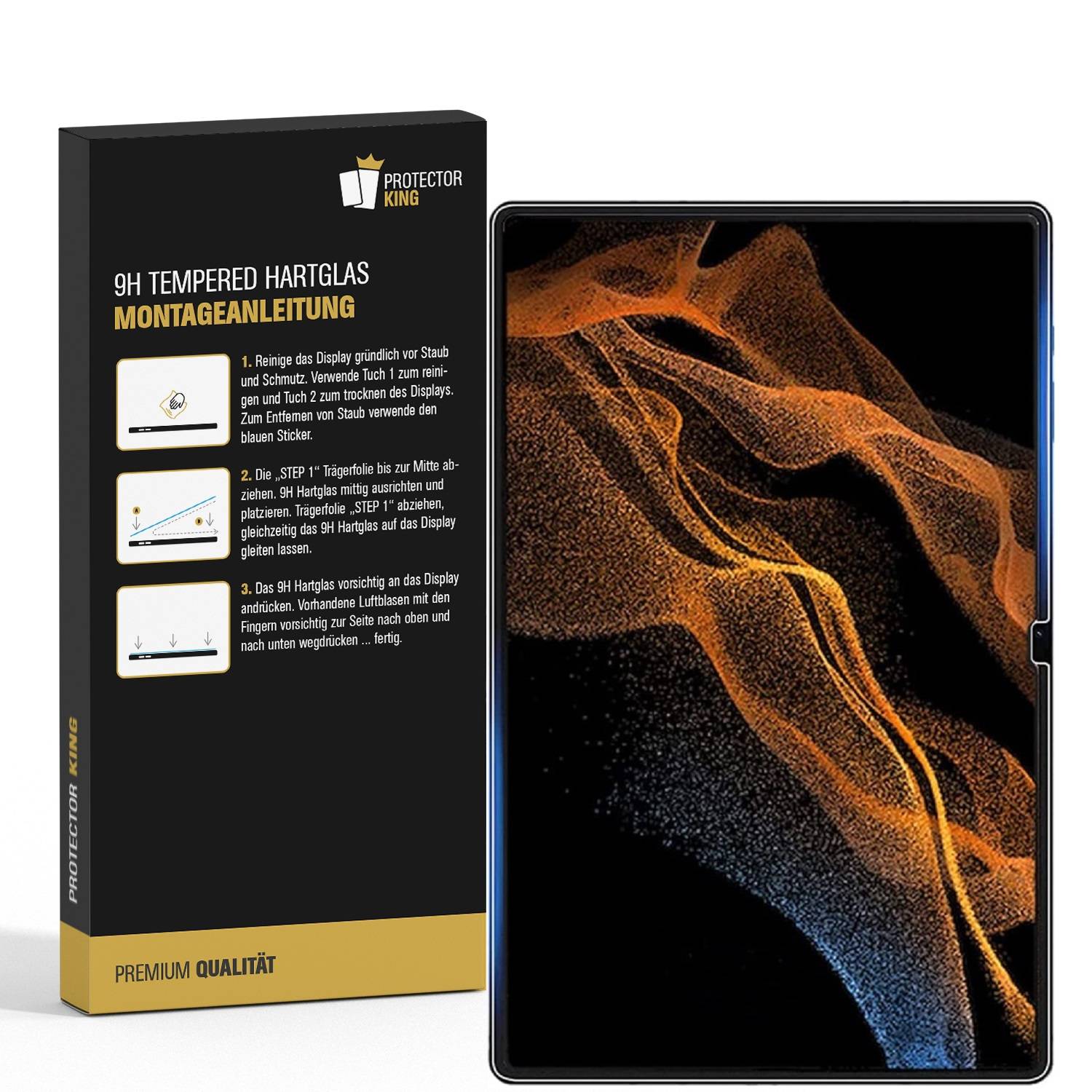 1x 9H Panzerglas für Samsung Galaxy Tab S8 Ultra Displayschutz Schutzglas Panzerfolie Schutzfolie Hartglas Displayglas Tempered Glasfolie