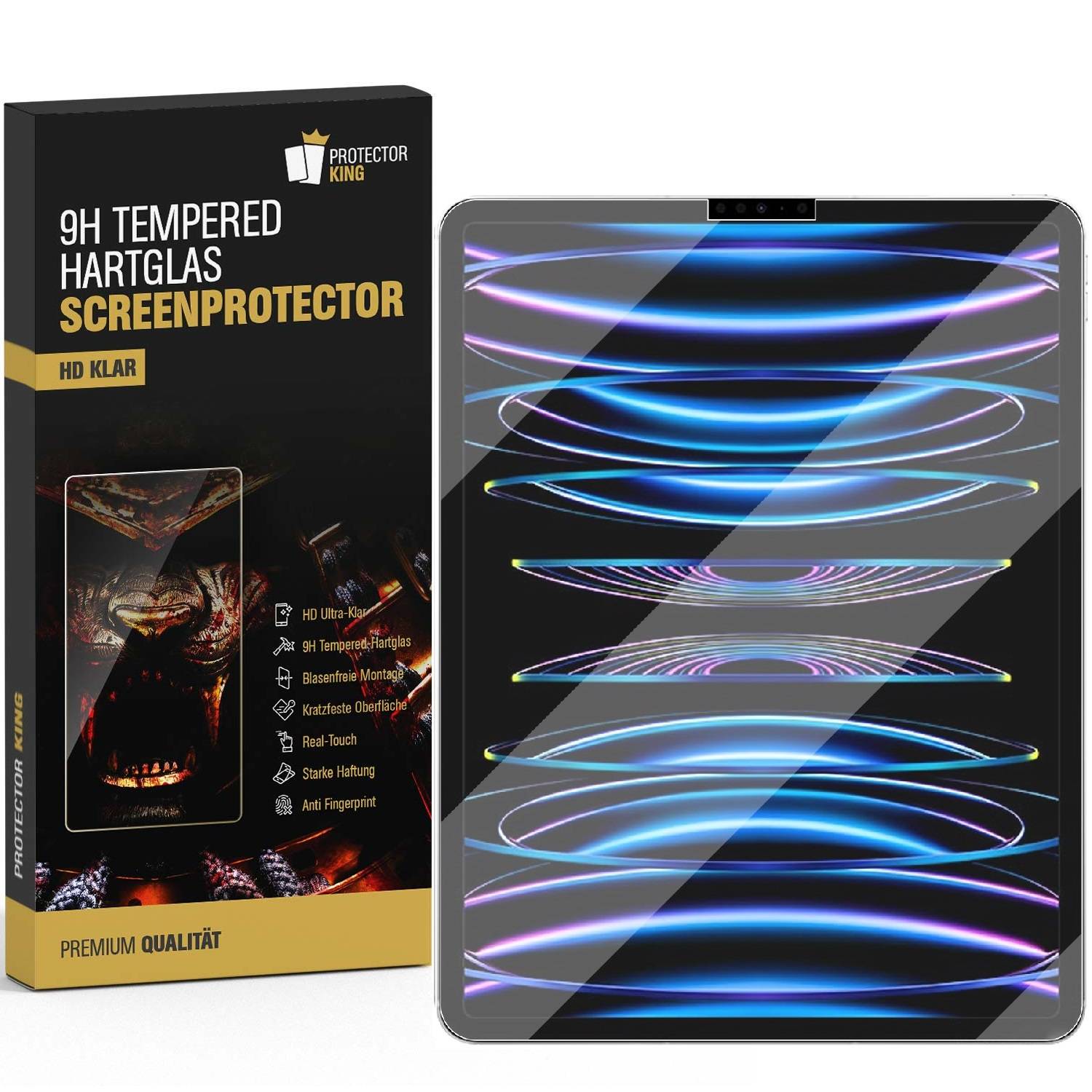 4x 9H Panzerglas iPad Pro 12.9 2022 Displayschutz Panzerfolie Schutzfolie Hartglas Schutzglas Displayglas Tempered Glasfolie Sicherheitsglas