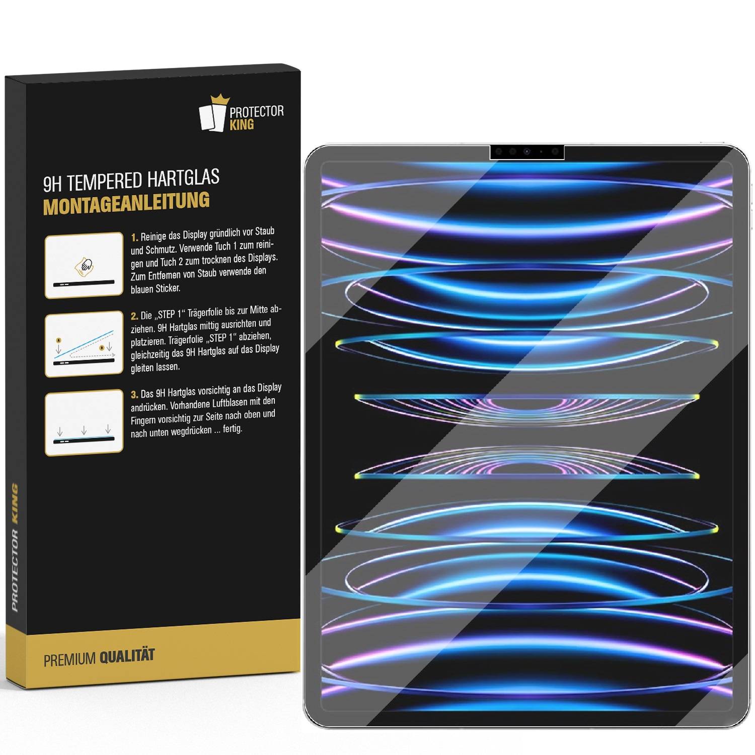 4x 9H Panzerglas iPad Pro 12.9 2022 Displayschutz Panzerfolie Schutzfolie Hartglas Schutzglas Displayglas Tempered Glasfolie Sicherheitsglas