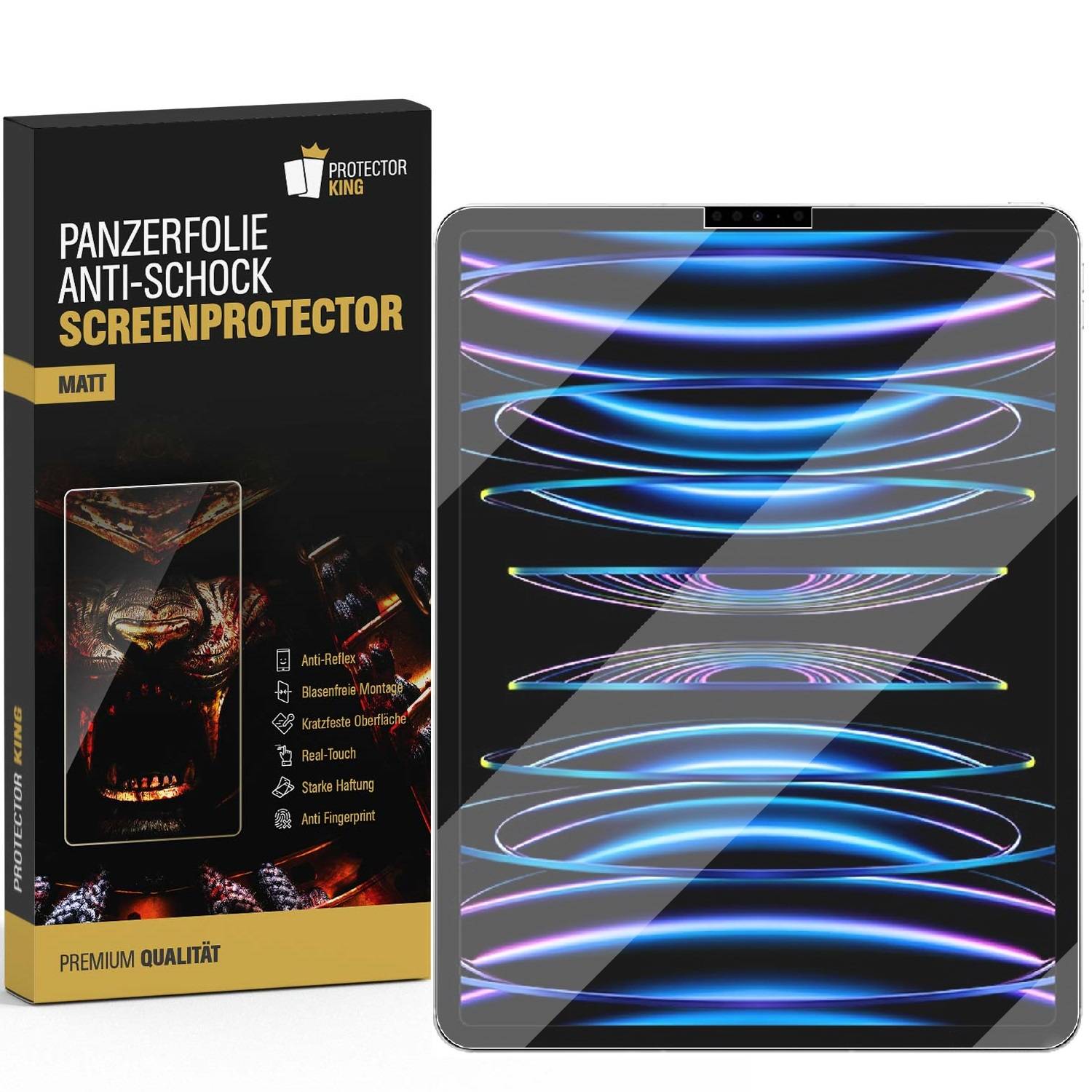 4x Panzerfolie für iPad Pro 12.9 2022 Displayschutz MATT Entspiegel Schutzfolie ANTI-REFLEX/ ANTI-SHOCK/ ANTI-KRATZ/ ANTI-BRUCH/ ANTI-SCHMUTZ