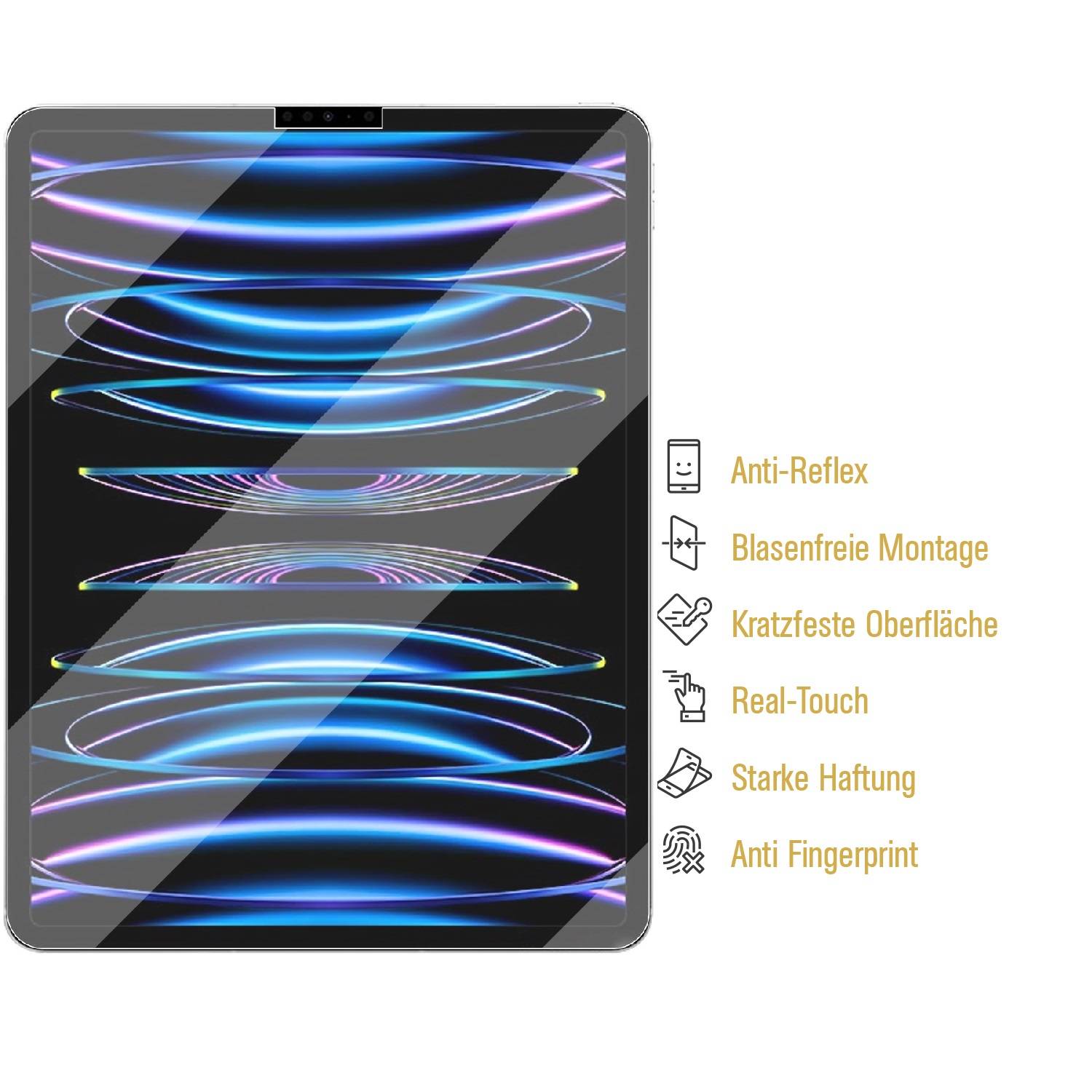 4x Panzerfolie für iPad Pro 12.9 2022 Displayschutz MATT Entspiegel Schutzfolie ANTI-REFLEX/ ANTI-SHOCK/ ANTI-KRATZ/ ANTI-BRUCH/ ANTI-SCHMUTZ