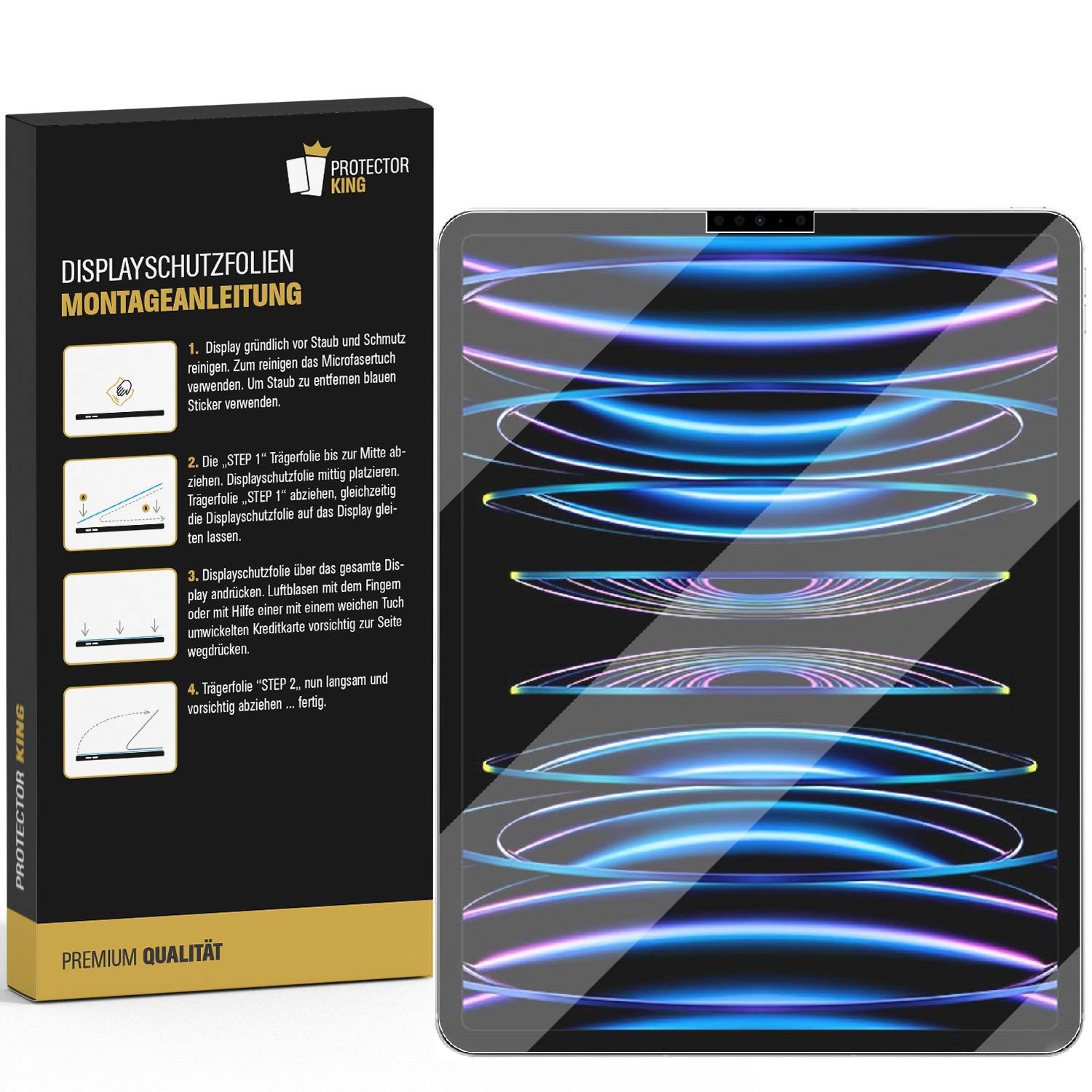 4x Panzerfolie für iPad Pro 12.9 2022 Displayschutz MATT Entspiegel Schutzfolie ANTI-REFLEX/ ANTI-SHOCK/ ANTI-KRATZ/ ANTI-BRUCH/ ANTI-SCHMUTZ