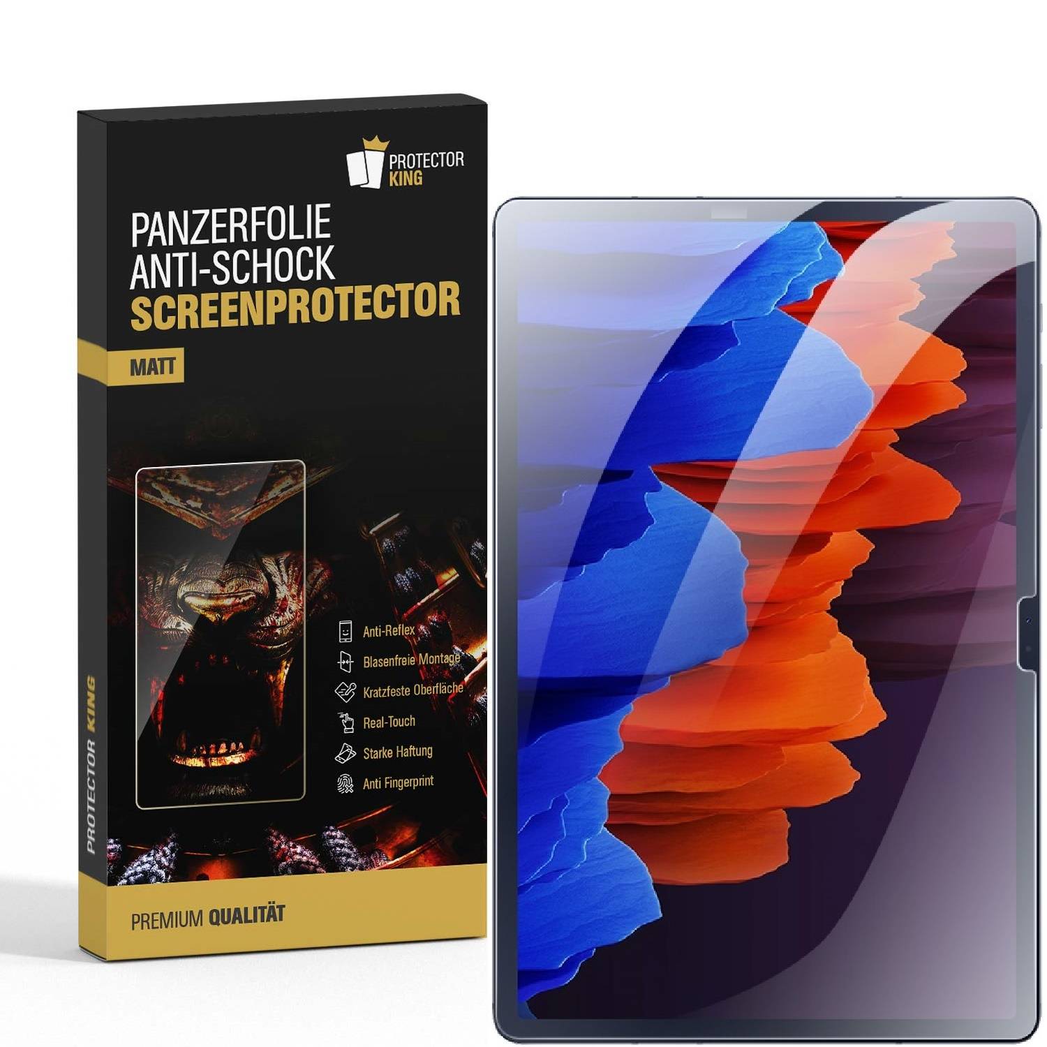 1x Panzerfolie für Samsung Galaxy Tab S8 Plus ANTI-SHOCK Displayschutz Schutzfolie MATT/ENTSPIEGELT/ ANTI-REFLEX/ ANTI-KRATZ/ ANTI-STOß/ ANTI-BRUCH/