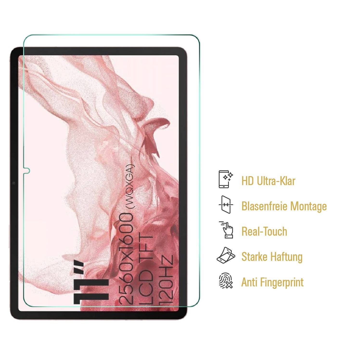 6x Premium Schutzfolie für Samsung Galaxy Tab S9 FE FULL COVER 3D KLAR Displayschutz Schutzfolie 3D KLAR