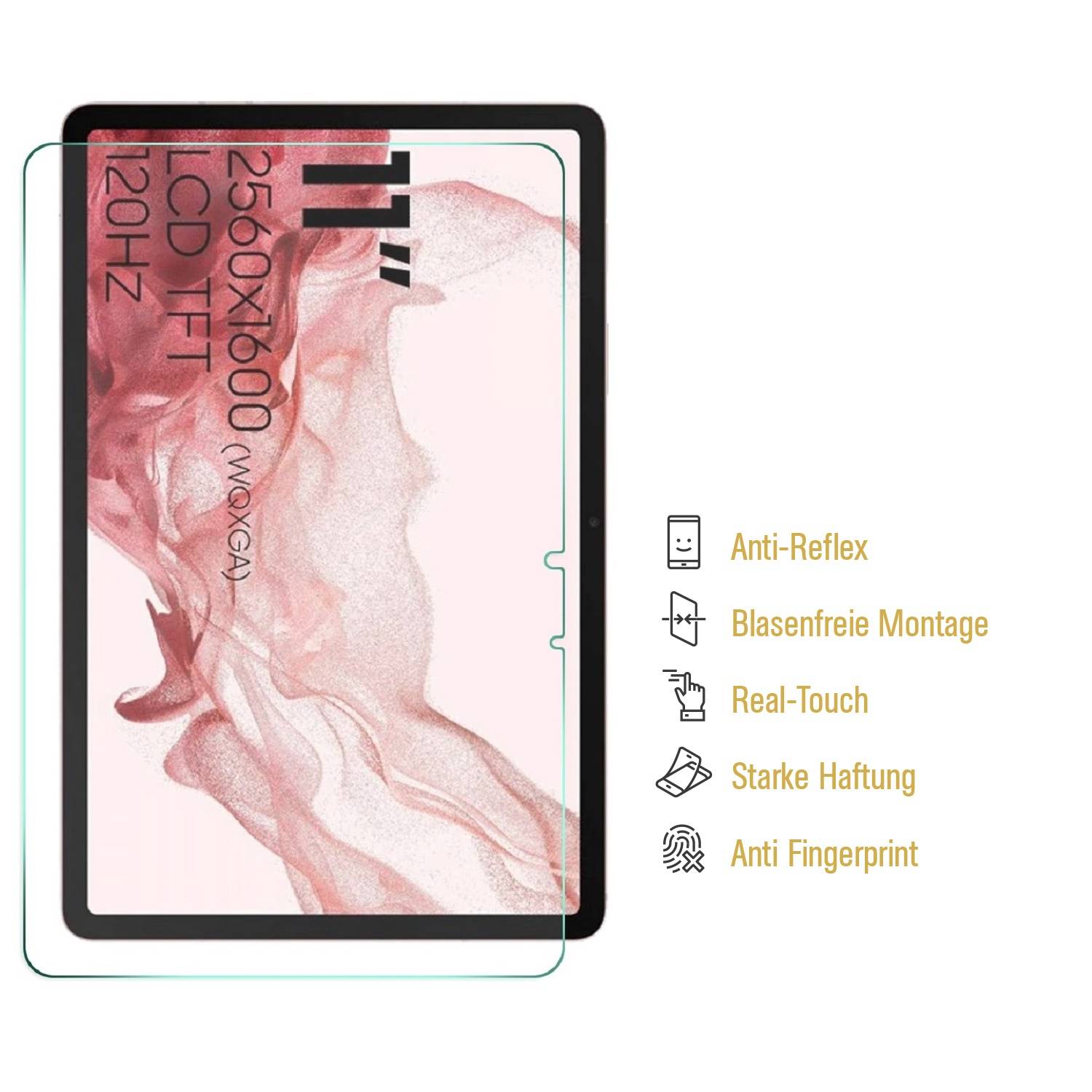 2x Displayschutzfolie für SamsungGalaxy Tab S8 ANTI-REFLEX Schutzfolie MATT ENTSPIEGELT