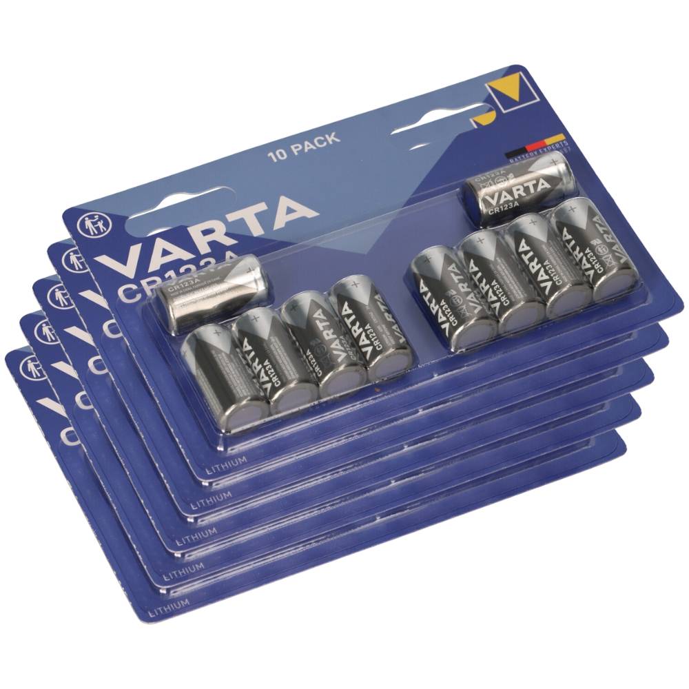 50x VARTA CR123A Lithium Batterie 3V 1480 mAh – CR17345 – Blisterware