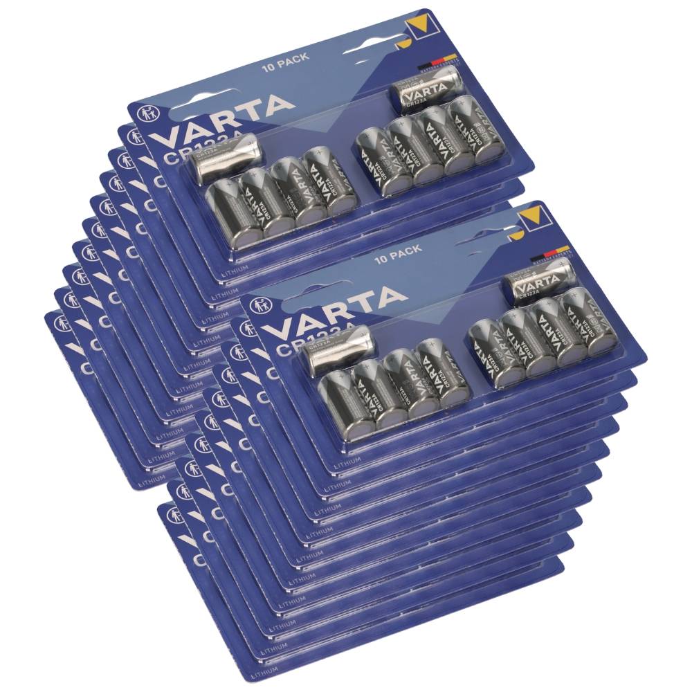 200x VARTA CR123A Lithium Batterie 3V 1480 mAh – CR17345 – Blisterware