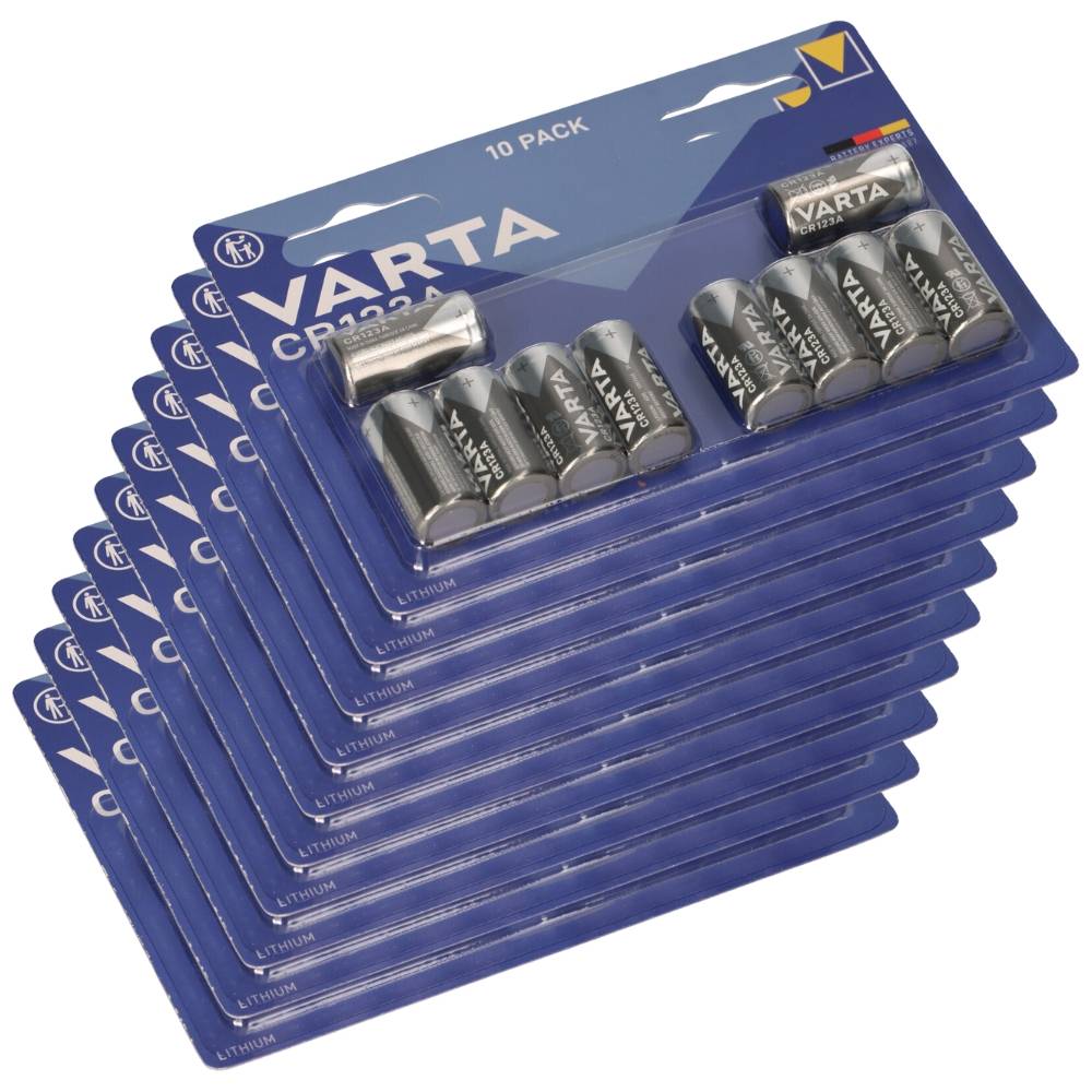 100x VARTA CR123A Lithium Batterie 3V 1480 mAh – CR17345 – Blisterware