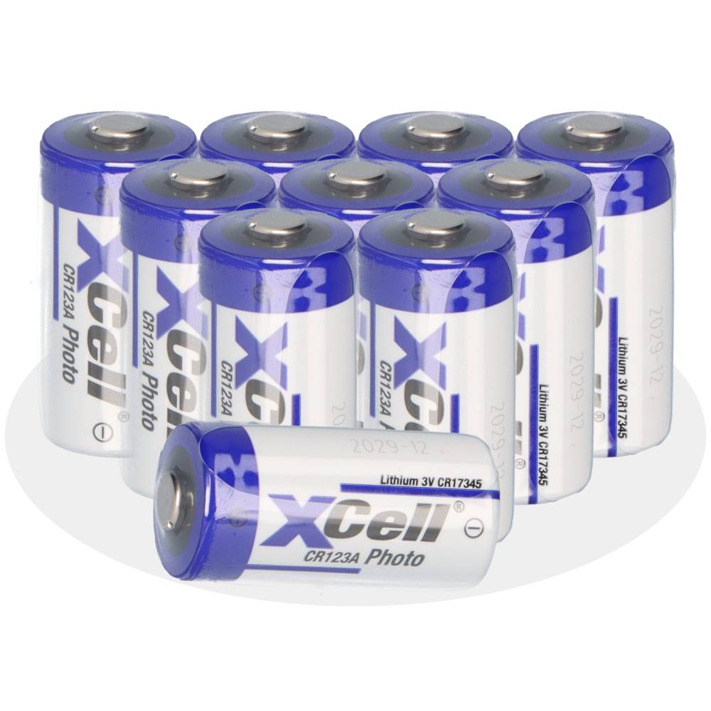 10x XCell CR123A Lithium Batterie 3V 1550 mAh – CR17345 / DL123A – lose Ware