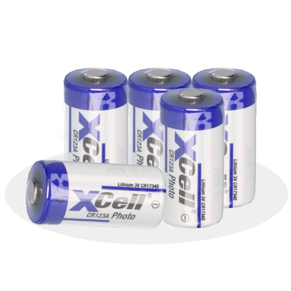 5x XCell CR123A Lithium Batterie 3V 1550 mAh – CR17345 / DL123A – lose Ware