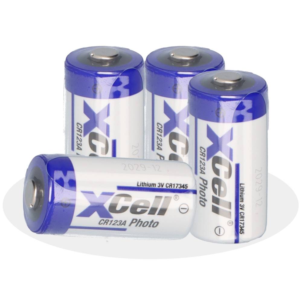4x XCell CR123A Lithium Batterie 3V 1550 mAh – CR17345 / DL123A – lose Ware