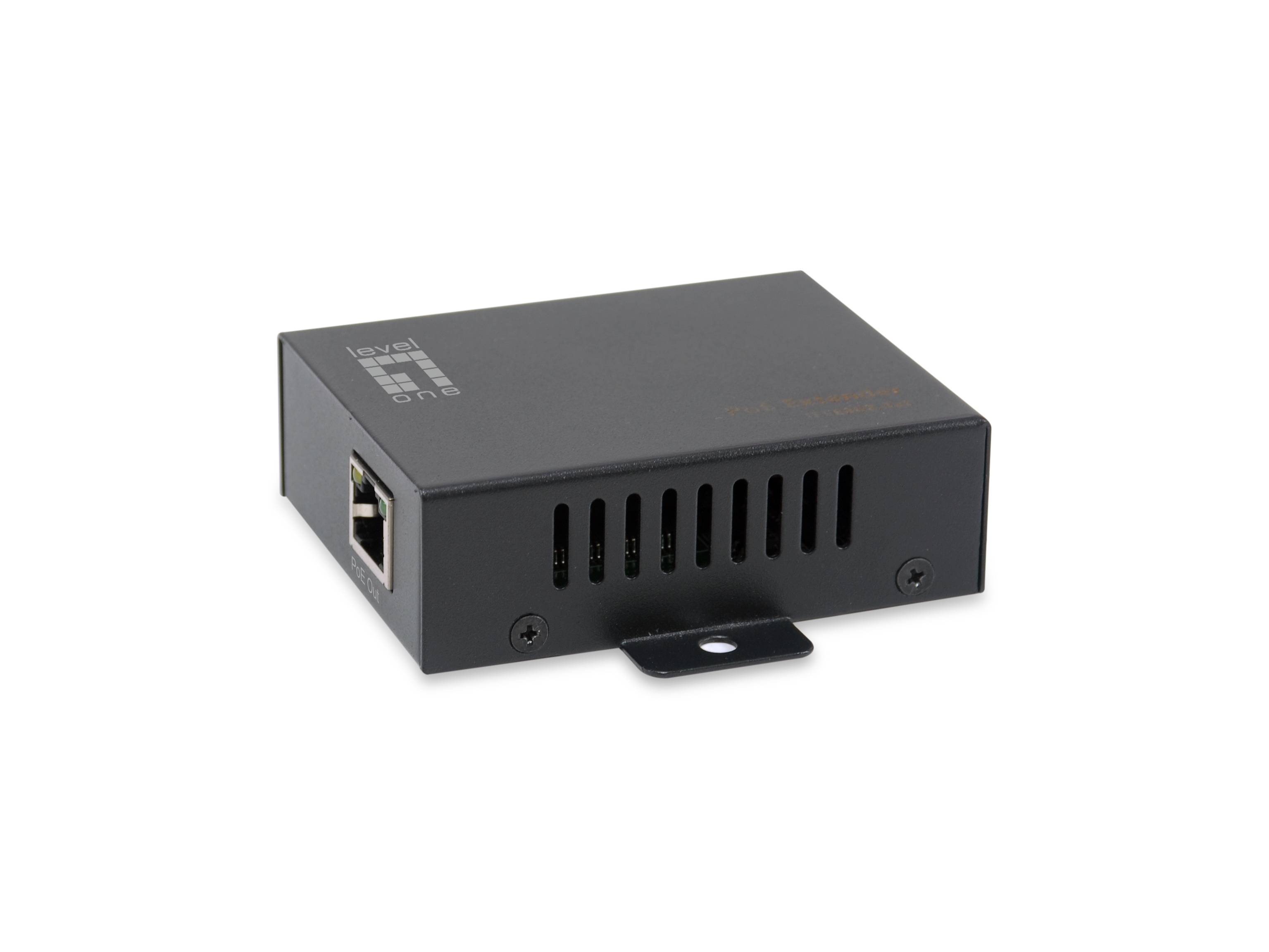 LevelOne 1-Port RJ-45 Gigabit PoE Repeater - IEEE 802.3 - IEEE 802.3af - IEEE 802.3at - IEEE 802.3u - IEEE 802.3x - Schwarz - 100 m - China - 0 - 40