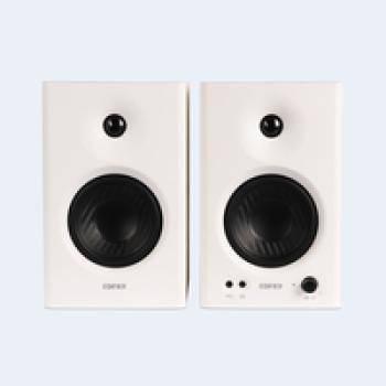 Edifier MR4 kompakte 2.0 Studiomonitore (42 Watt) mit Class-D Verstärker und Zwei wählbaren Klangmodi, Weiß