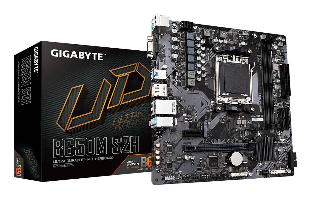 Gigabyte B650M S2H - 1.0 - Motherboard - micro ATX - Socket AM5 - AMD B650 Chipsatz - USB 3.2 Gen 1 - Gigabit LAN - Onboard-Grafik (CPU