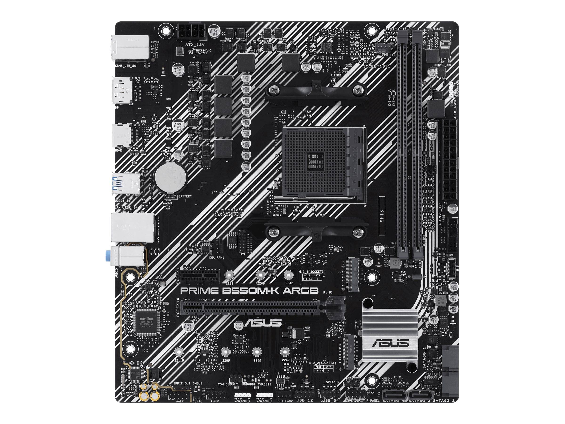 ASUS PRIME B550M-K ARGB - Motherboard - micro ATX - Socket AM4 - AMD B550 Chipsatz - USB 3.2 Gen 1 - Gigabit LAN - Onboa