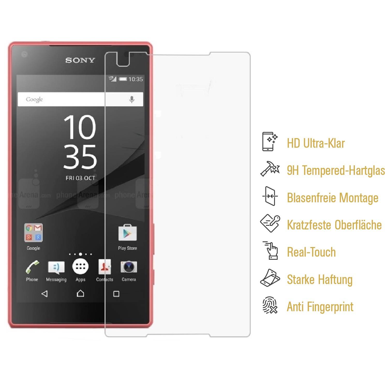 4x 9H Hartglas für Sony Xperia Z5 Compact Panzerfolie Displayschutz Schutzglas HD KLAR Panzerglas Schutzfolie Displayglas Glasfolie