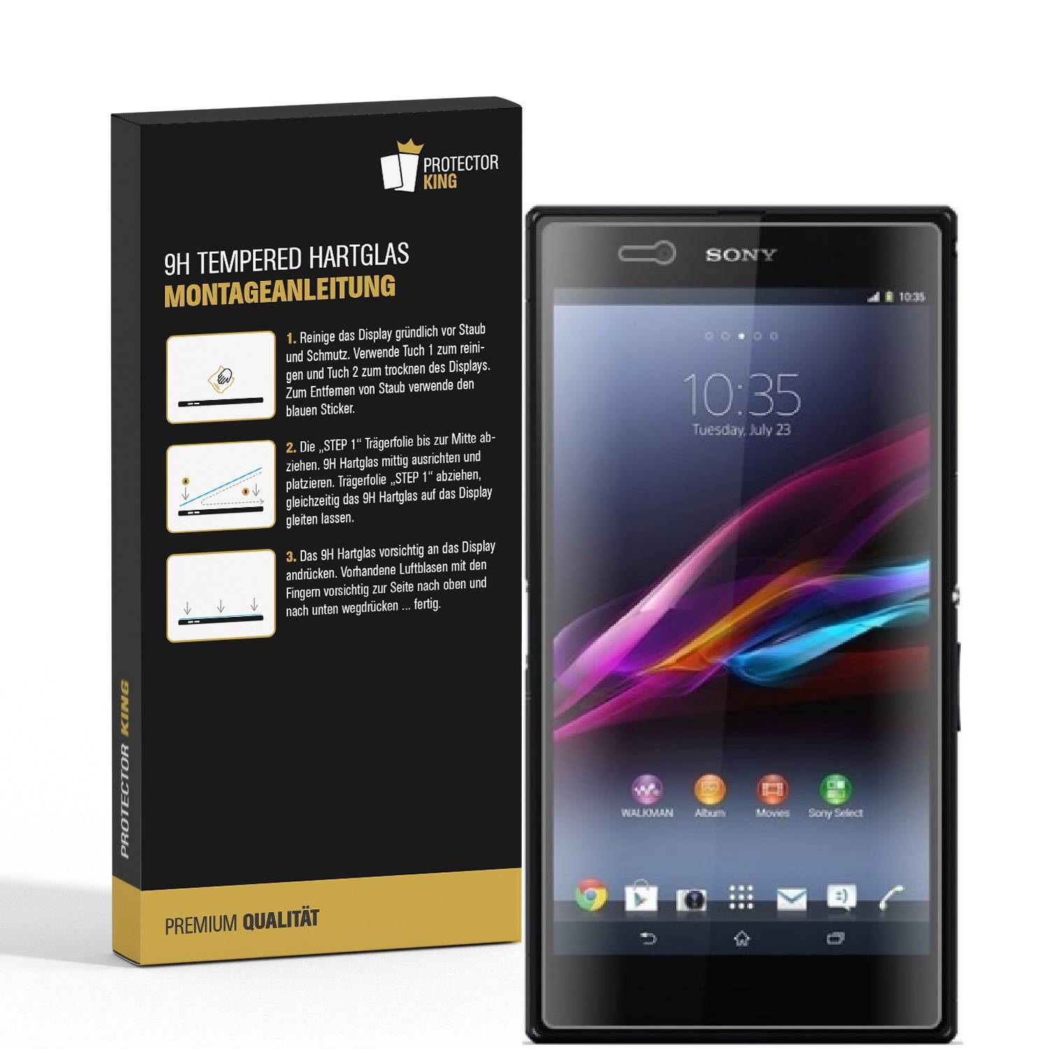 1x 9H Hartglas für Sony Xperia Z Ultra Panzerfolie Displayschutz Glasfolie KLAR Panzerglas Schutzfolie
