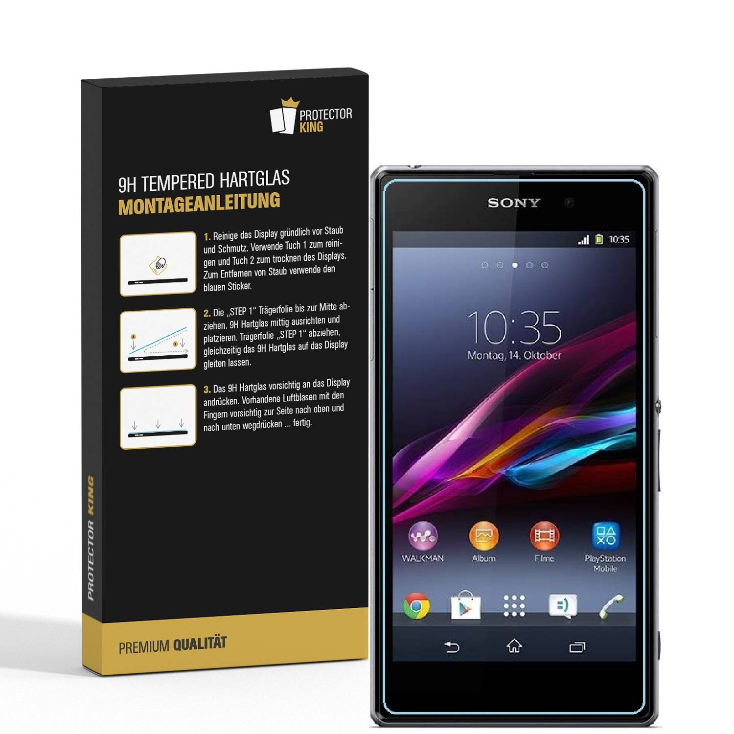 2x 9H Hartglas für Sony Xperia Z1 Panzerfolie Schutzglas Displayglas HD KLAR Panzerglas Schutzfolie