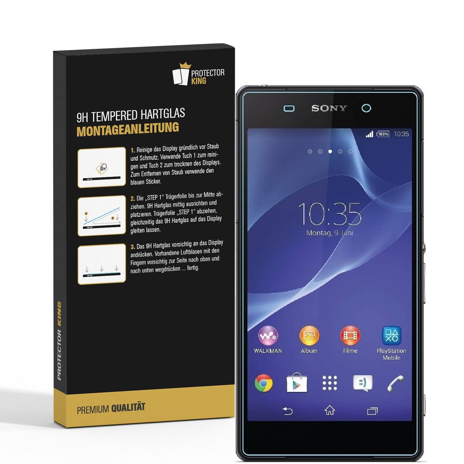 3x 9H Hartglas für Sony Xperia Z2 Panzerfolie Displayglas Schutzglas HD KLAR Panzerglas Schutzfolie