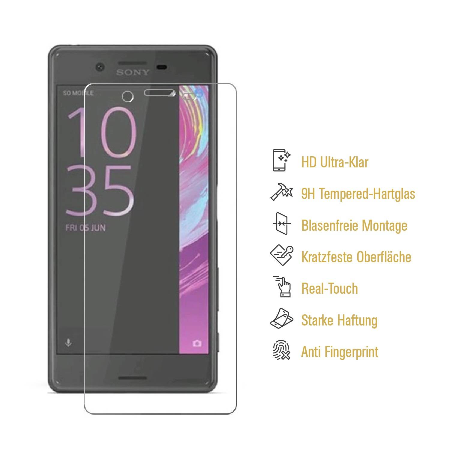 6x 9H Hartglas für Sony Xperia XA Panzerfolie Displayschutz Schutzfolie KLAR Panzerglas Schutzglas