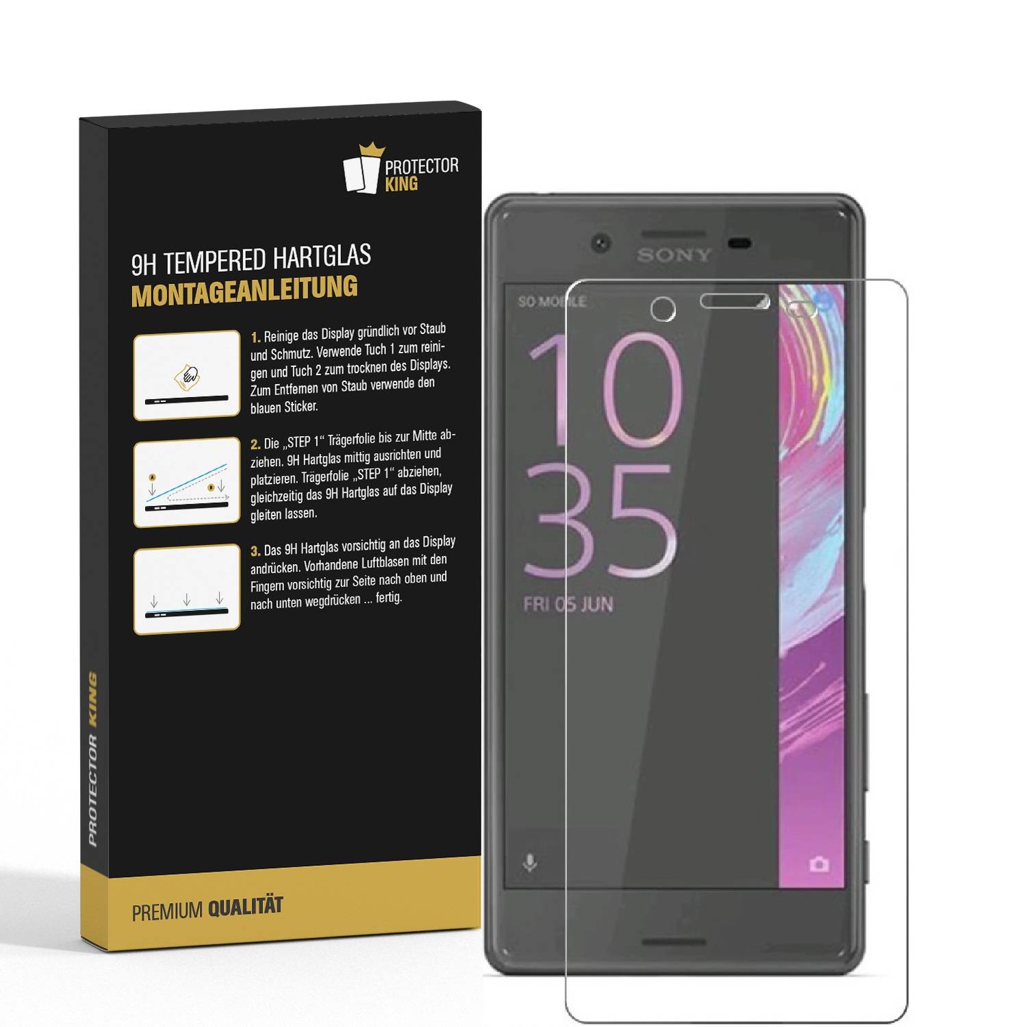 3x 9H Hartglas für Sony Xperia XA Panzerfolie Displayschutz Schutzfolie KLAR Panzerglas Schutzglas