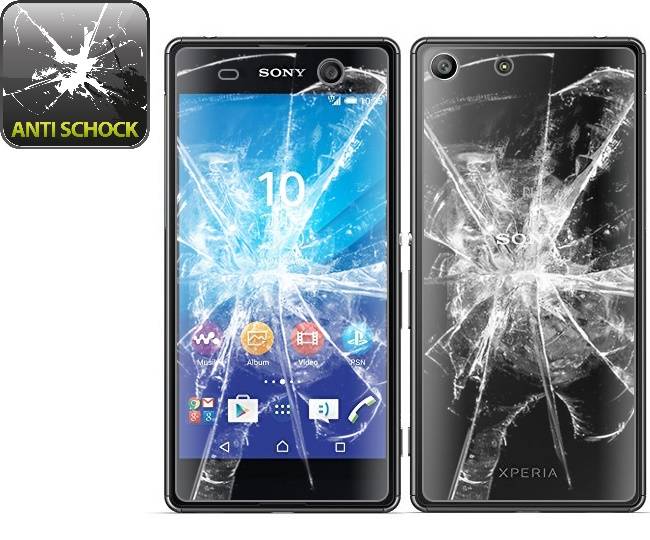 2x Panzerfolie für Sony Xperia M5 ANTI-SCHOCK Displayschutzfolie HD KLAR F/B