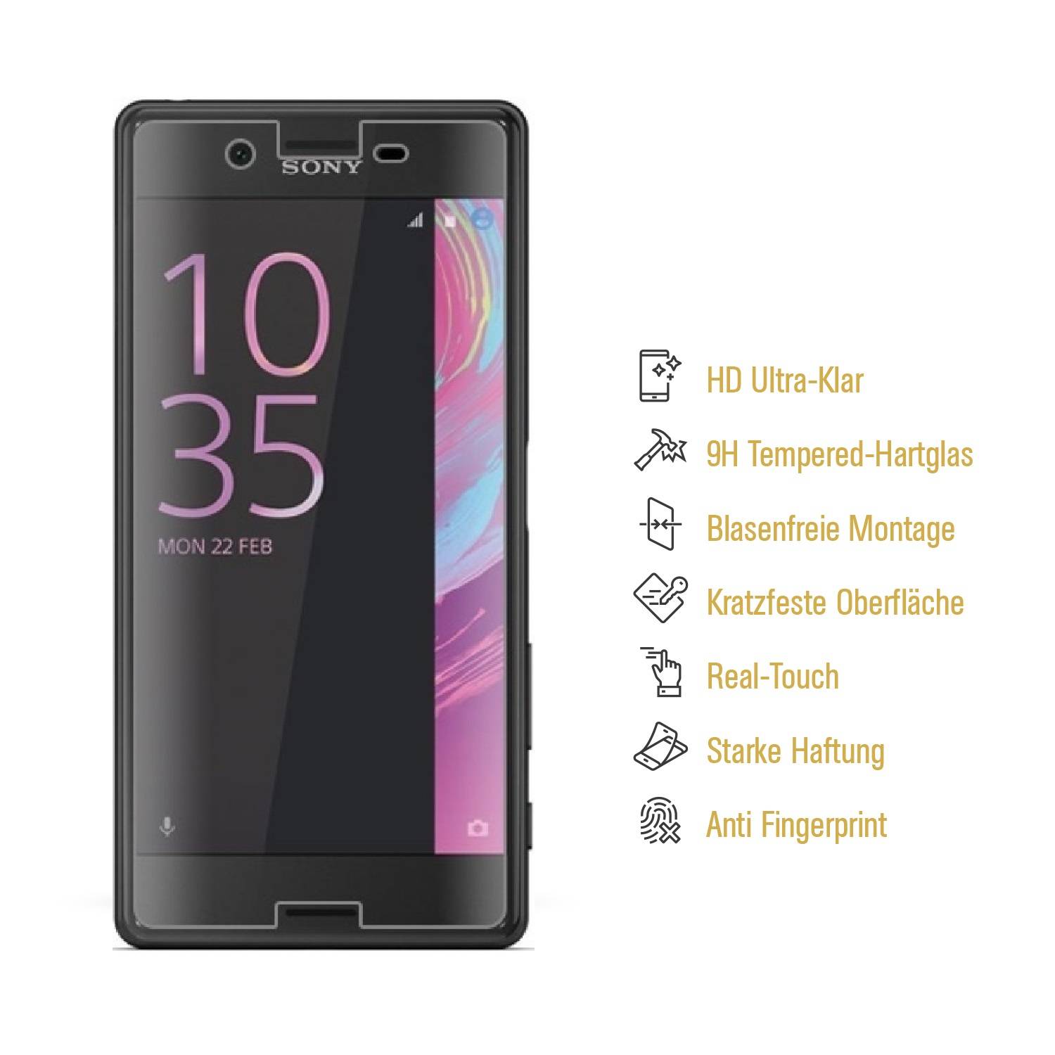 6x 9H Hartglas für Sony Xperia X Panzerfolie Displayschutz Schutzfolie HD KLAR Panzerglas Schutzglas