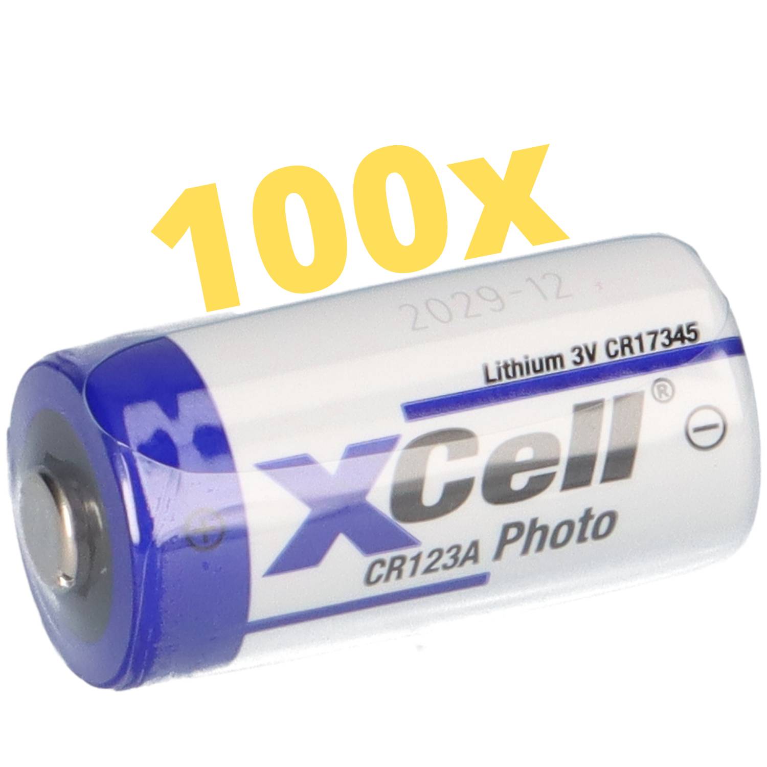 100x XCell CR123A Lithium Batterie 3V 1550 mAh – CR17345 / DL123A – Großpack