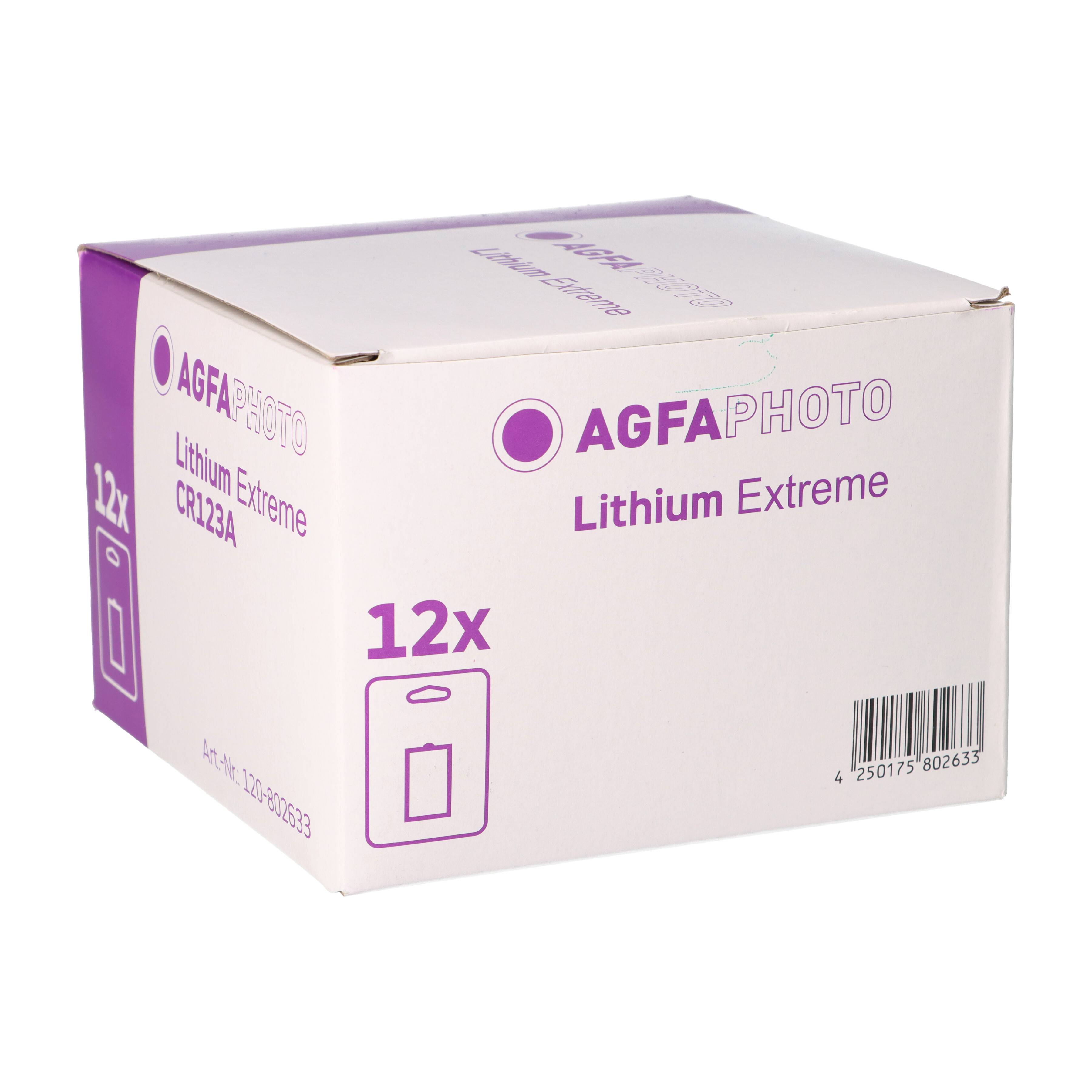 12x AGFAPHOTO CR123A Lithium Batterie 3V 1300 mAh – Blister