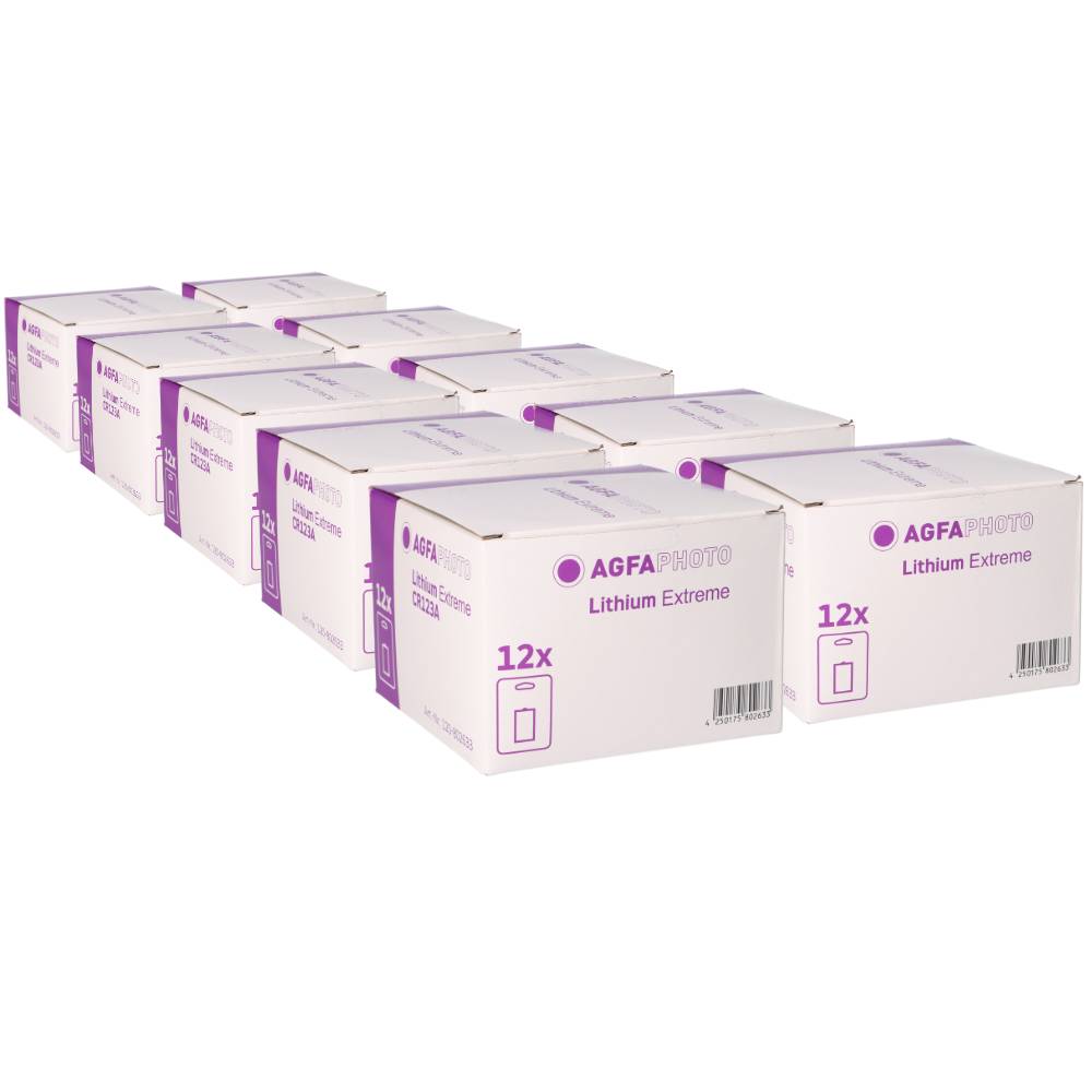 120x AGFAPHOTO CR123A Lithium Batterie 3V 1300 mAh – Blister – Blisterware